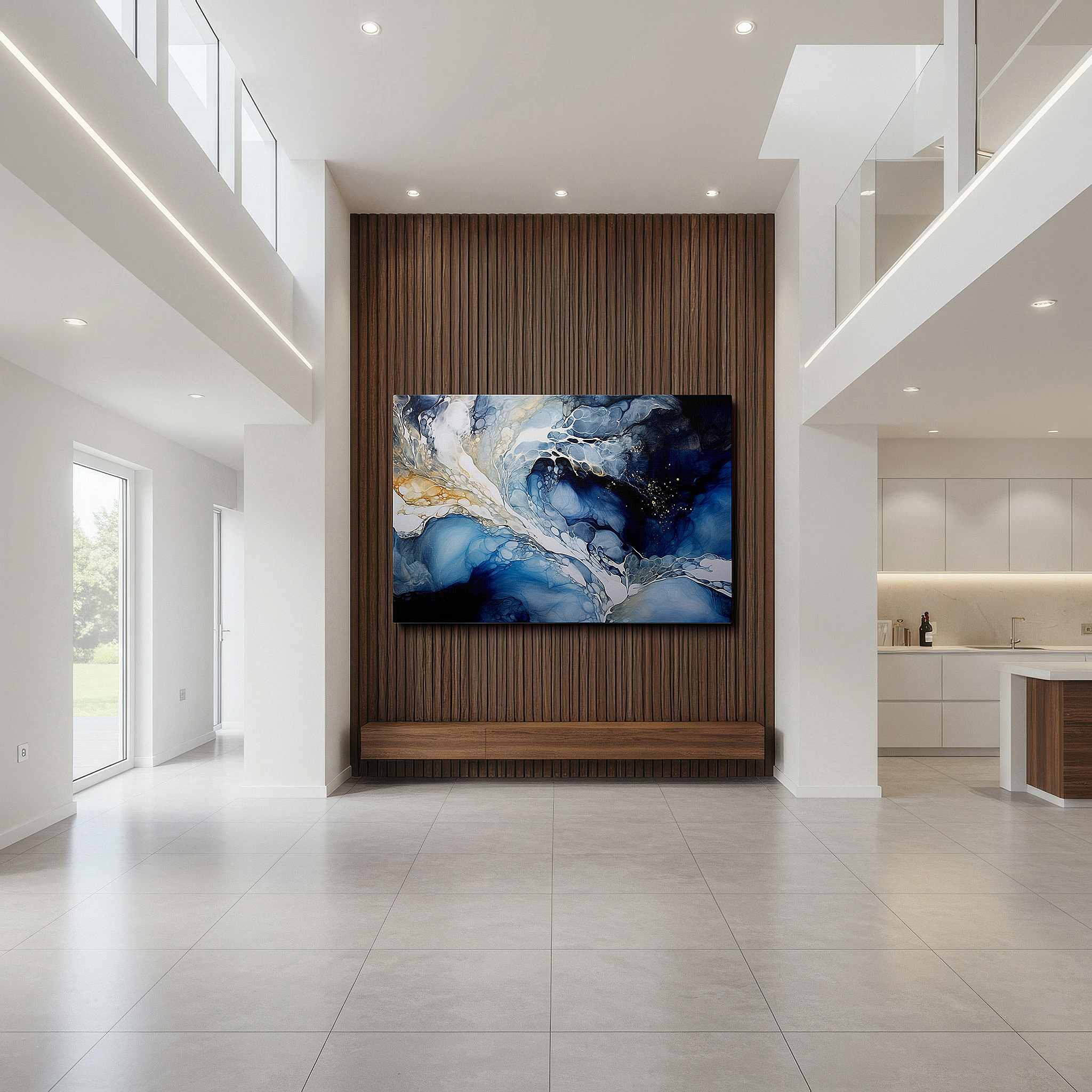 At 60×40 cm, this format fits effortlessly over dressers or benches — abstract harmony: tranquil hues and fluid lines large wall art, canvas wall art, decor for office, bedroom, and living room