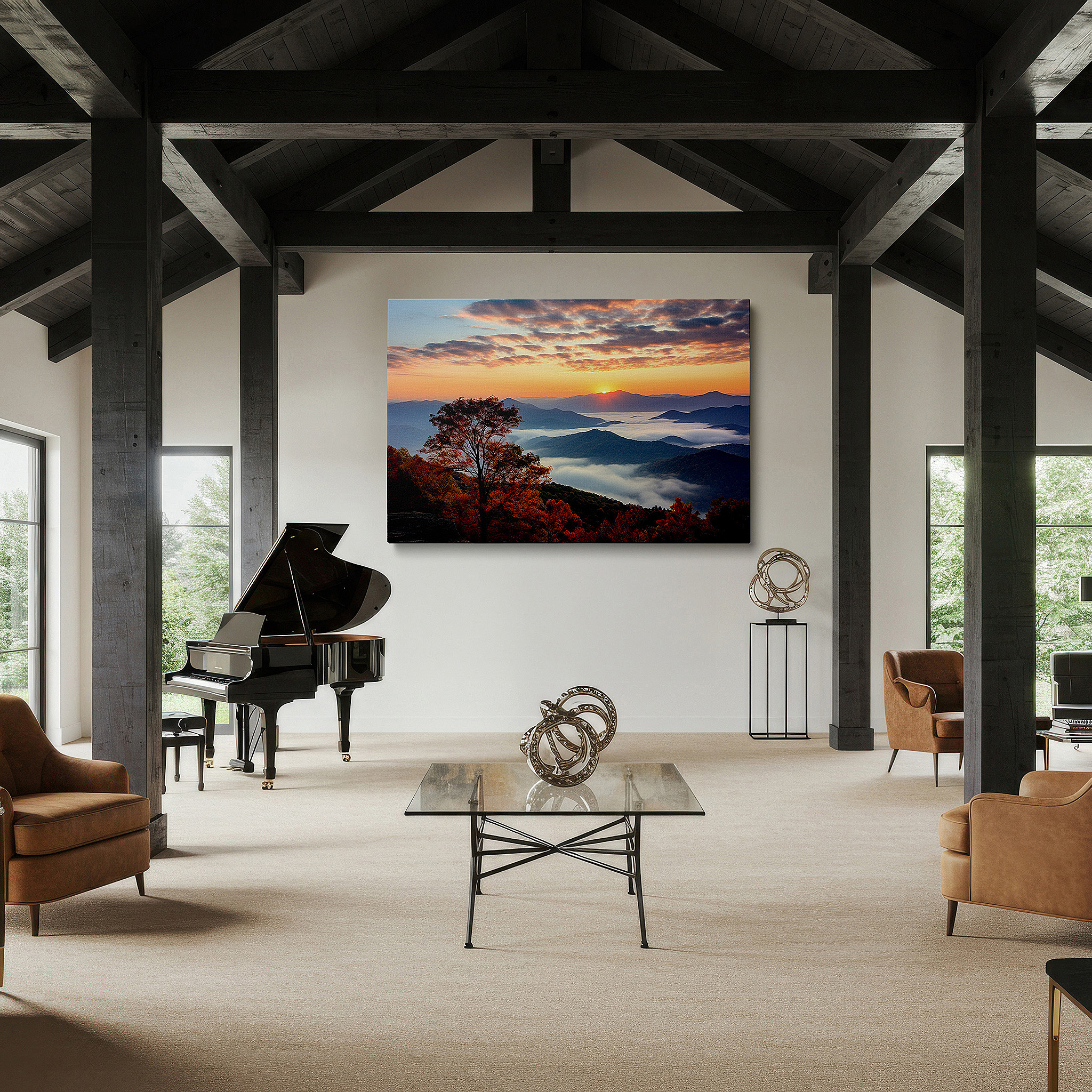 At 60×40 cm, this format fits effortlessly over dressers or benches — autumn sunset over rolling hills - a vivid celebration of nature's canvas: large wall art, canvas wall art, wall art decor for offices and bedrooms