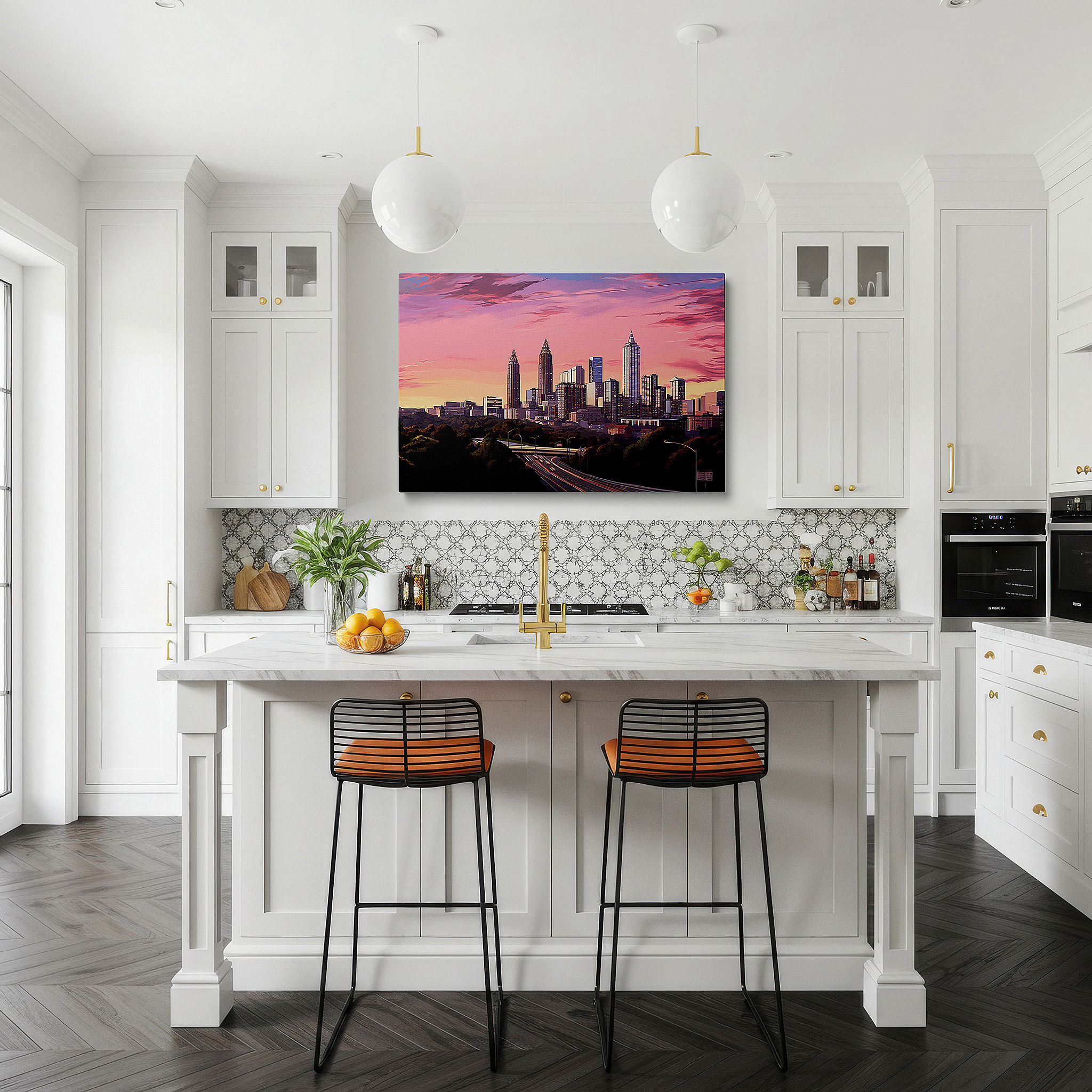 At 60×40 cm, this format fits effortlessly over dressers or benches — city skyline at dusk: a vivid display of urban energy and transition - large wall art, canvas wall art, wall decor for office and bedroom