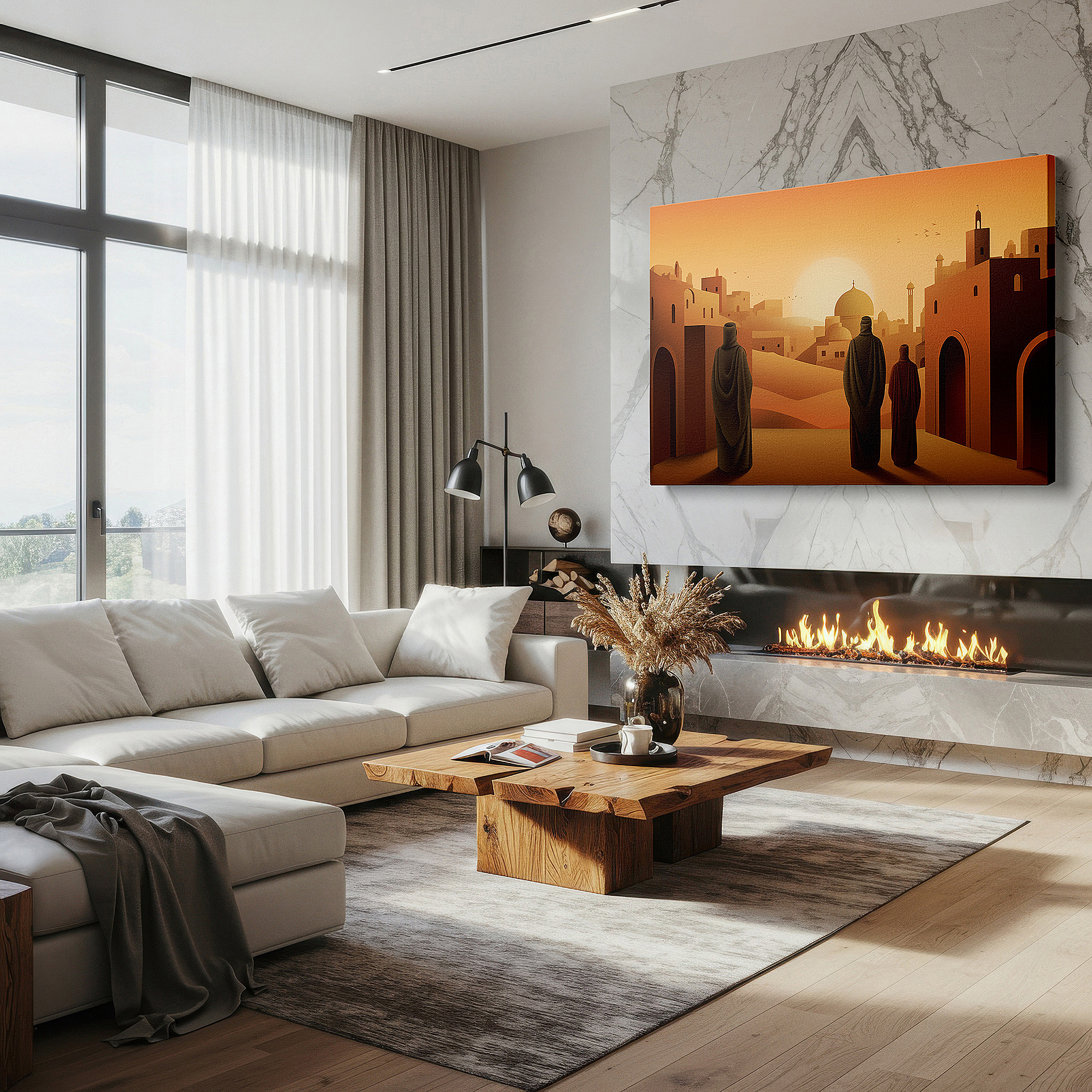 At 60×40 cm, this format fits effortlessly over dressers or benches — graceful deer in tranquil mountains: celebrating the elegance and strength of wildlife - large canvas wall art for home and office decor
