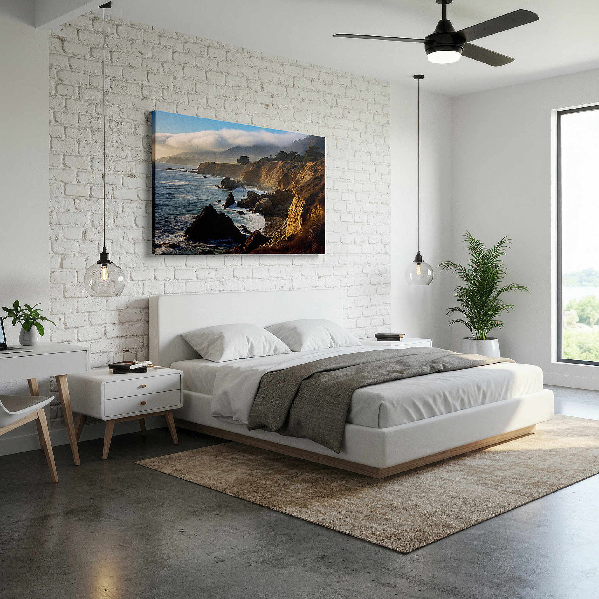 At 60×40 cm, this format fits effortlessly over dressers or benches — mystical fog and ocean's rage over rugged cliffs large canvas wall art for office and bedroom decor