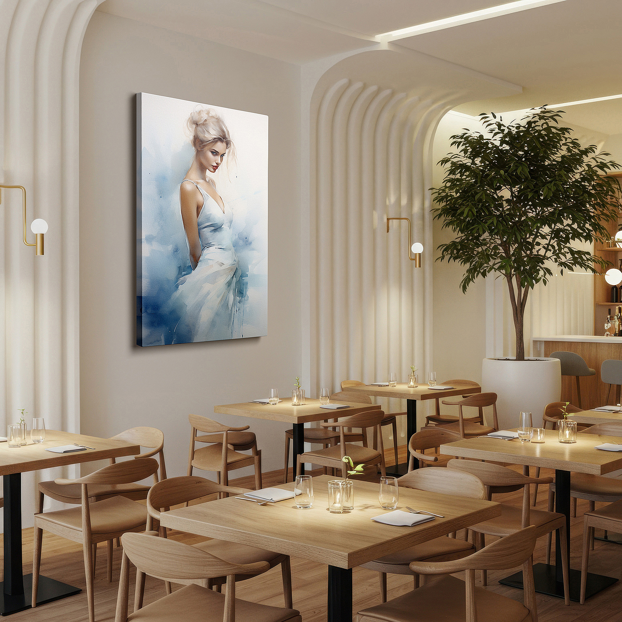 At 60×40 cm, this format fits effortlessly over dressers or benches — serene white beauty: tranquil and romantic large wall art for office, bedroom, and living room decor