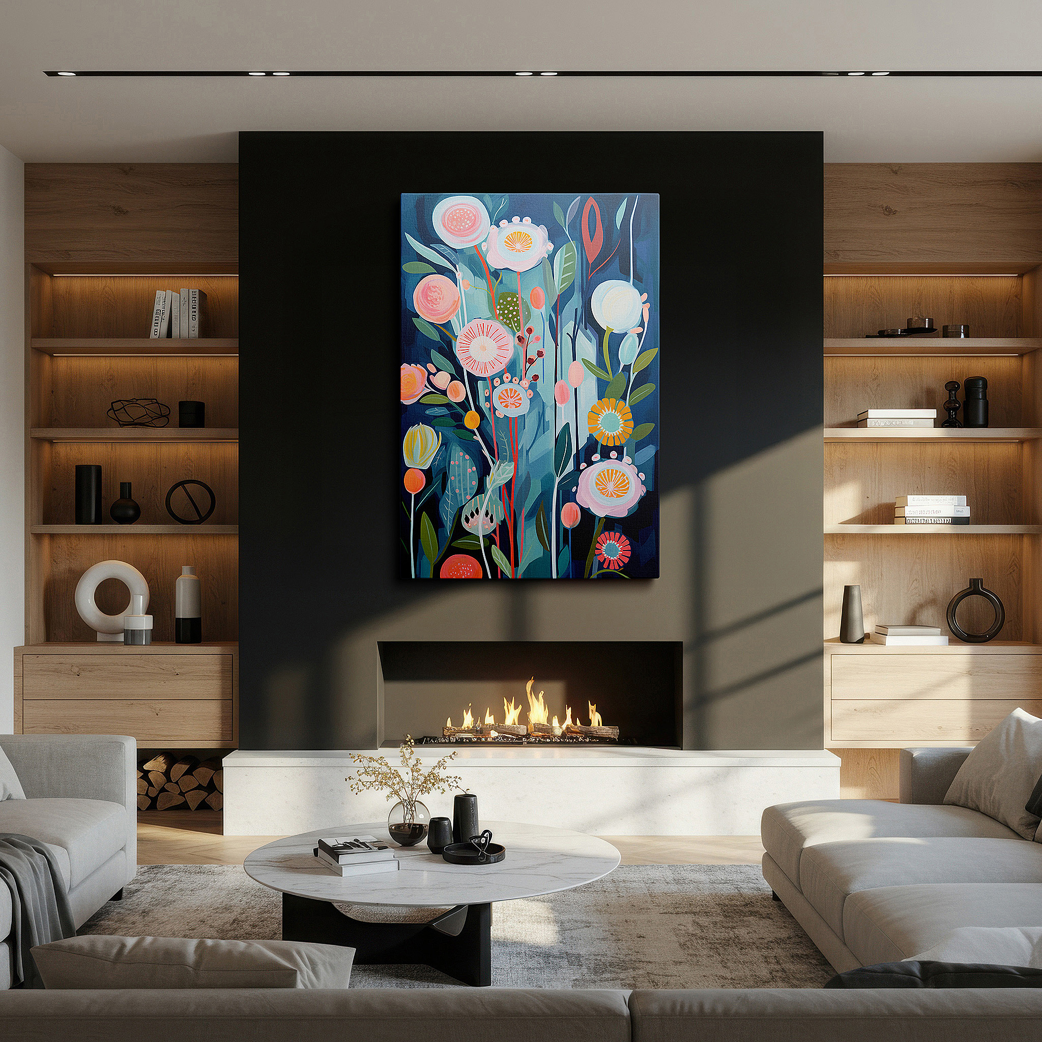 At 60×40 cm, this format fits effortlessly over dressers or benches — soft pastel enchanting blossoms: a whimsical display of spring's joy, large canvas wall art for office decor
