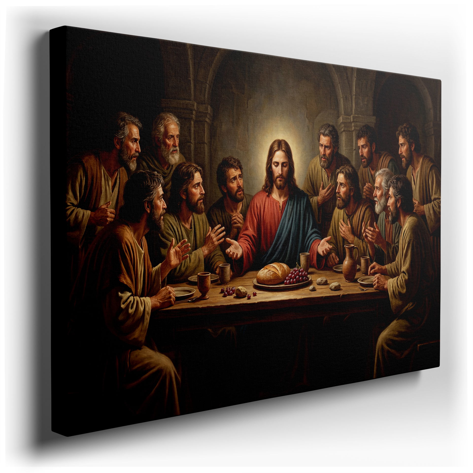 Detailed depiction of The Last Supper canvas wall art showing Jesus and his disciples, perfect religious wall decor.