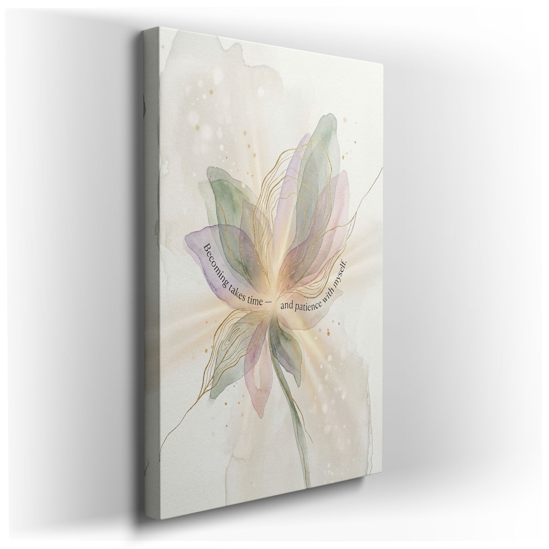 Delicate watercolor floral wall art with an inspirational quote for thoughtful wall decor.