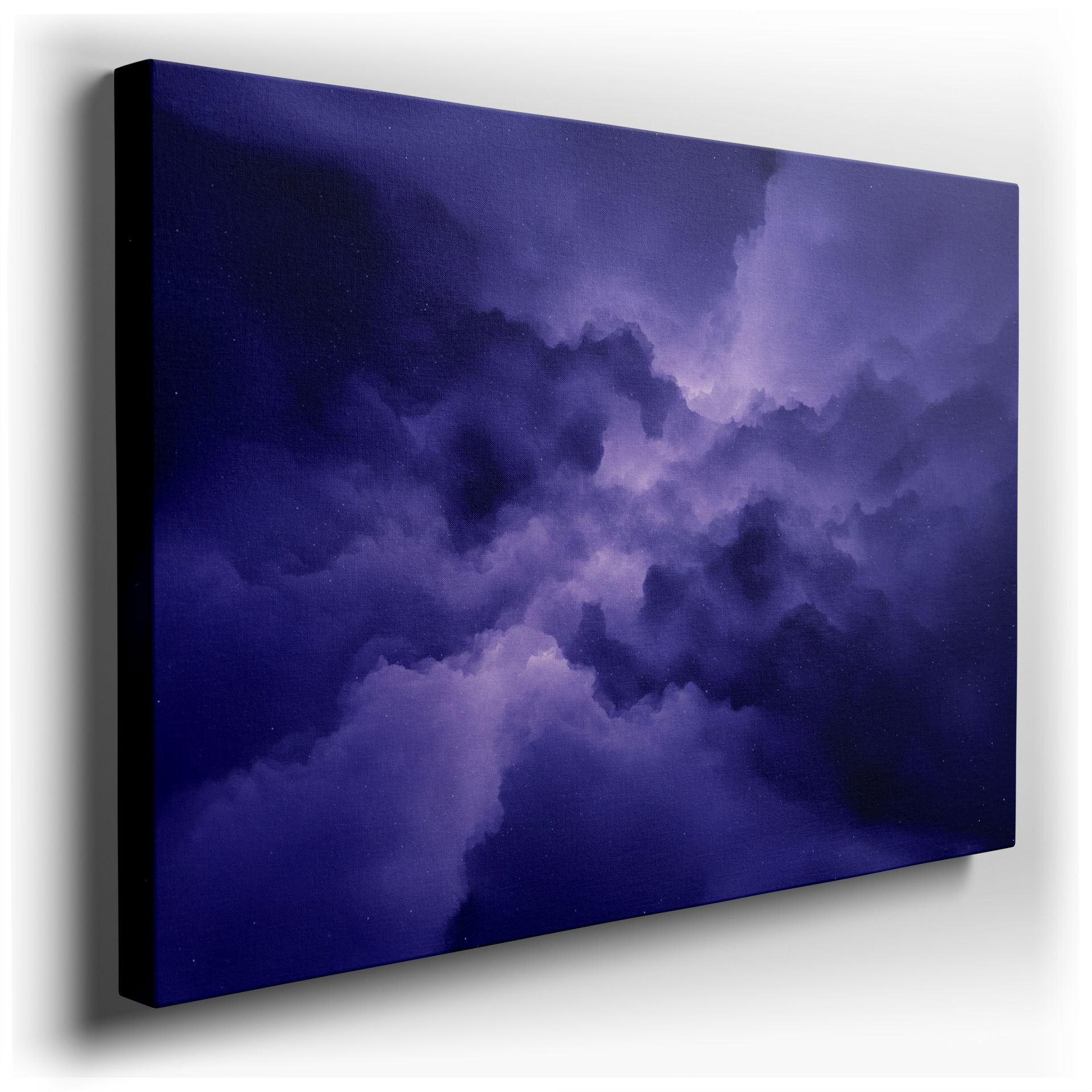 Ethereal purple clouds create a dreamy sky in this captivating wall art, a perfect addition to serene home decor.