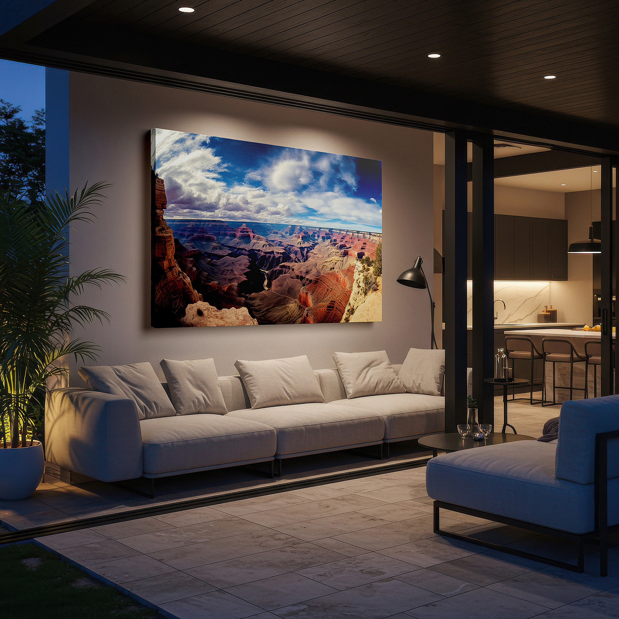 Aligned with a curated gallery wall of abstract artworks — grand canyon inspired wall art: a panoramic homage to nature's endurance and splendor - ideal for home and office decor, including large canvas prints