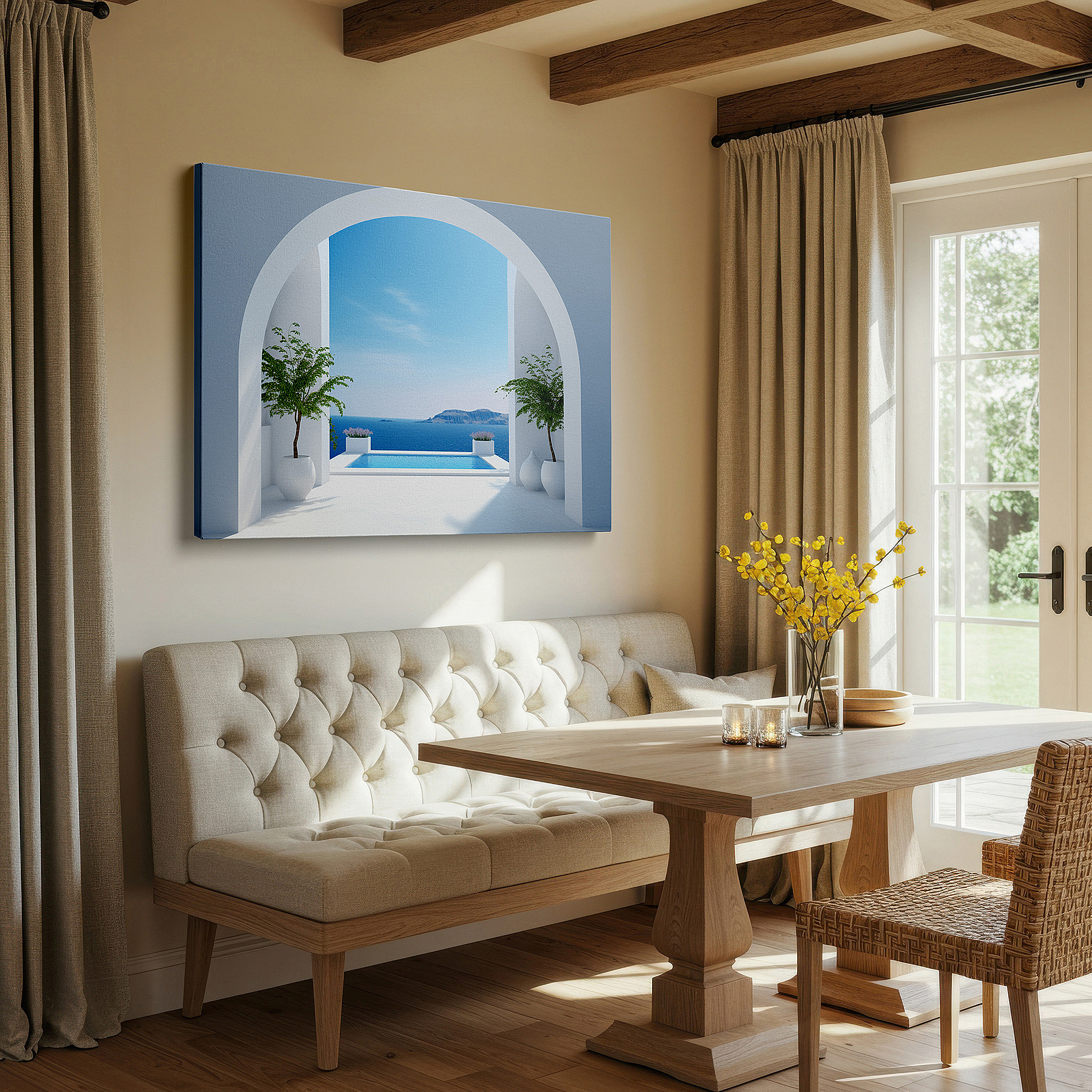 Aligned with a curated gallery wall of abstract artworks — luxurious coastal retreat: blending human creativity with natural beauty - large wall art, canvas wall art, wall decor for offices and bedrooms
