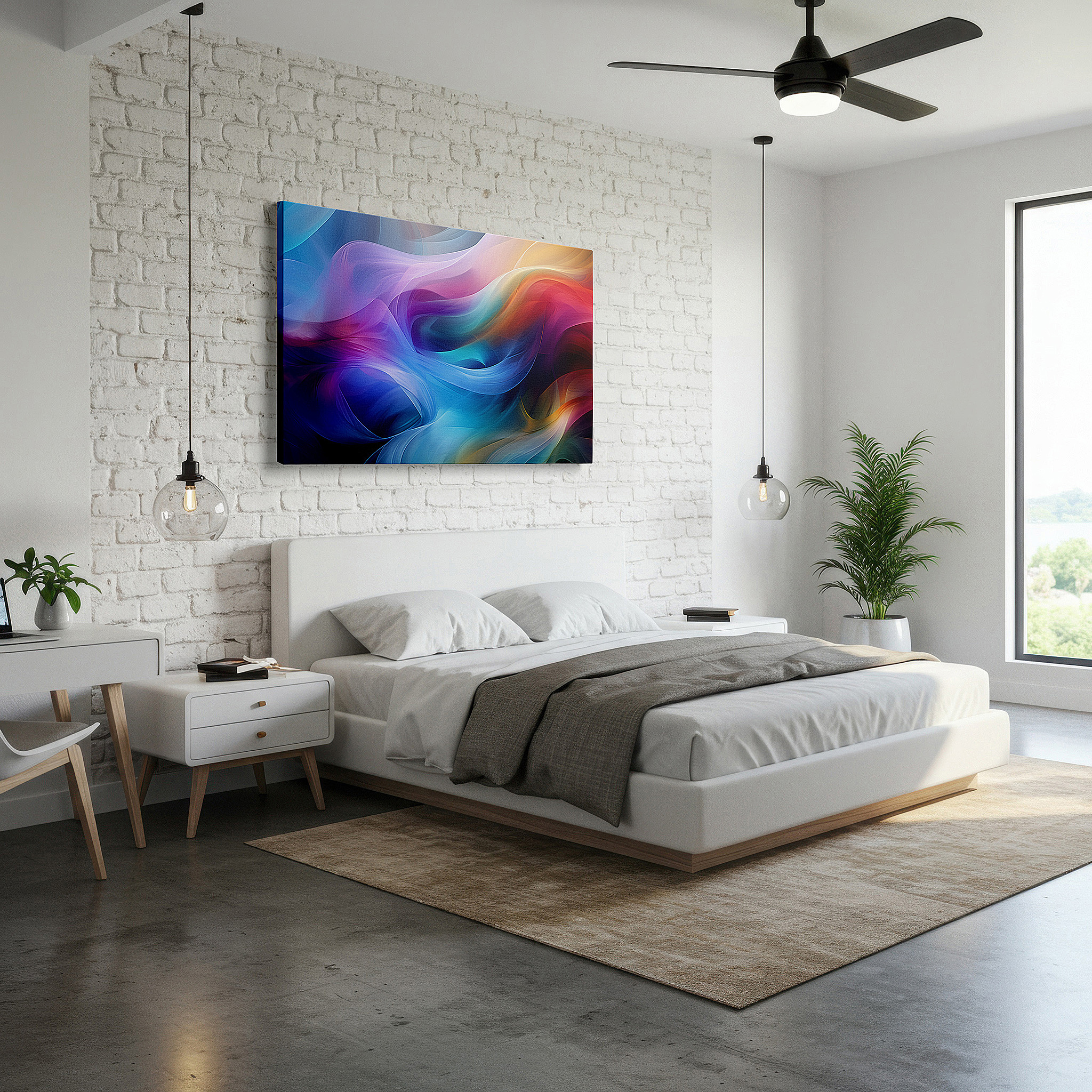 Aligned with a curated gallery wall of abstract artworks — tranquil landscapes in serene pastel hues and soft abstract shapes for peaceful reflection - large canvas wall art for home and office decor