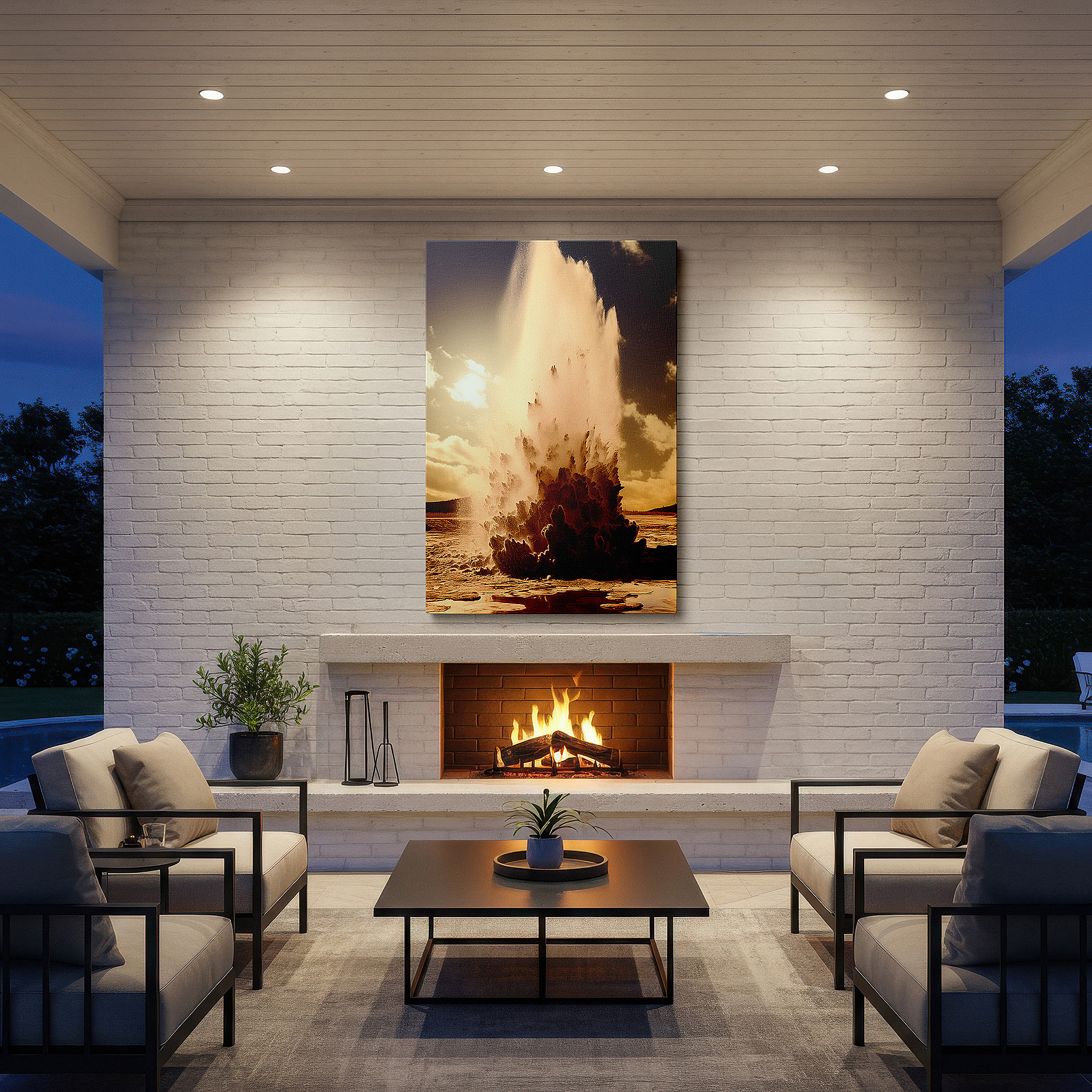 Available in 30×20 cm — a subtle addition to small personal spaces — geyser eruption in wild majesty: a stunning exhibition of nature's force - large canvas wall art for office and bedroom decor