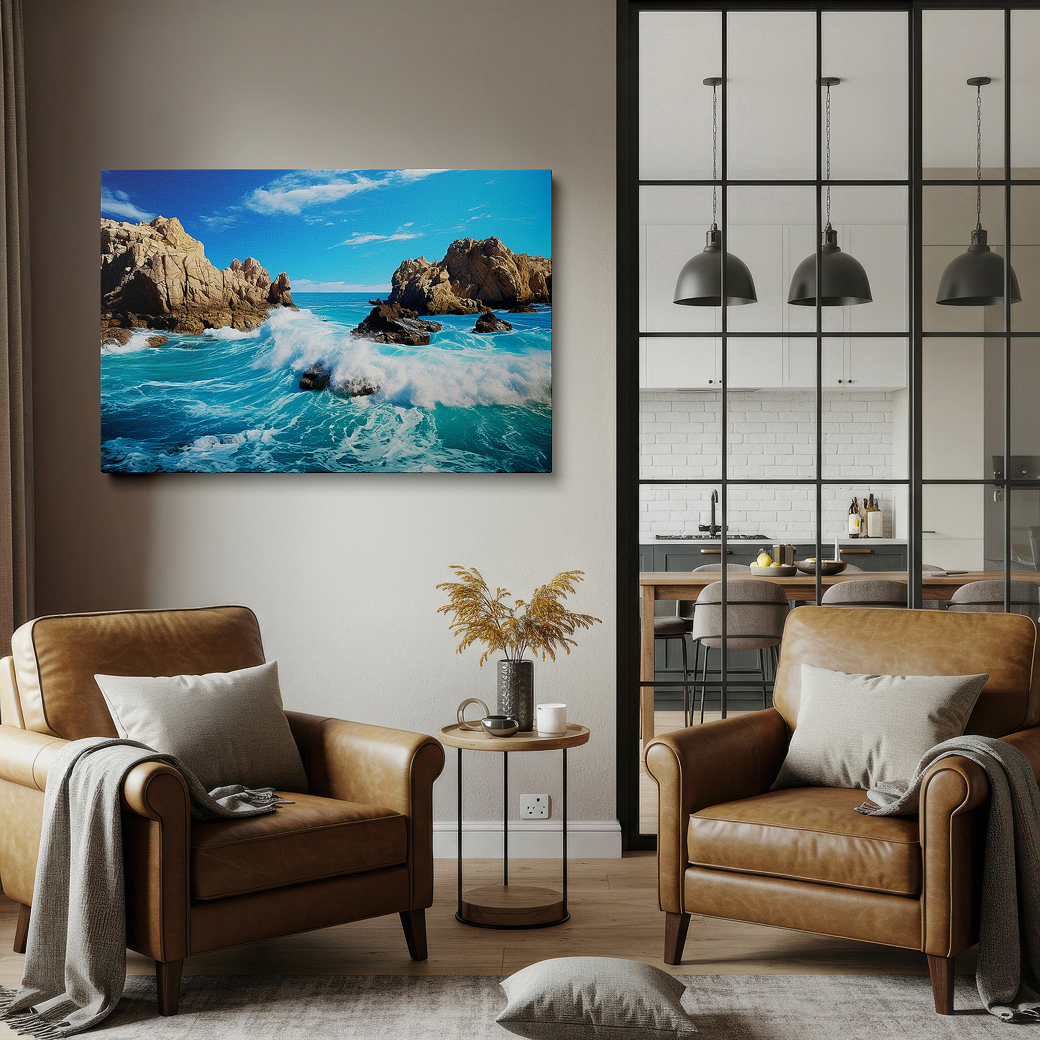 Available in 30×20 cm — a subtle addition to small personal spaces — ocean's fury and stoic rocks: a stunning exhibition of nature's strength and elegance - large wall art, canvas wall art, wall decor for office and bedroom