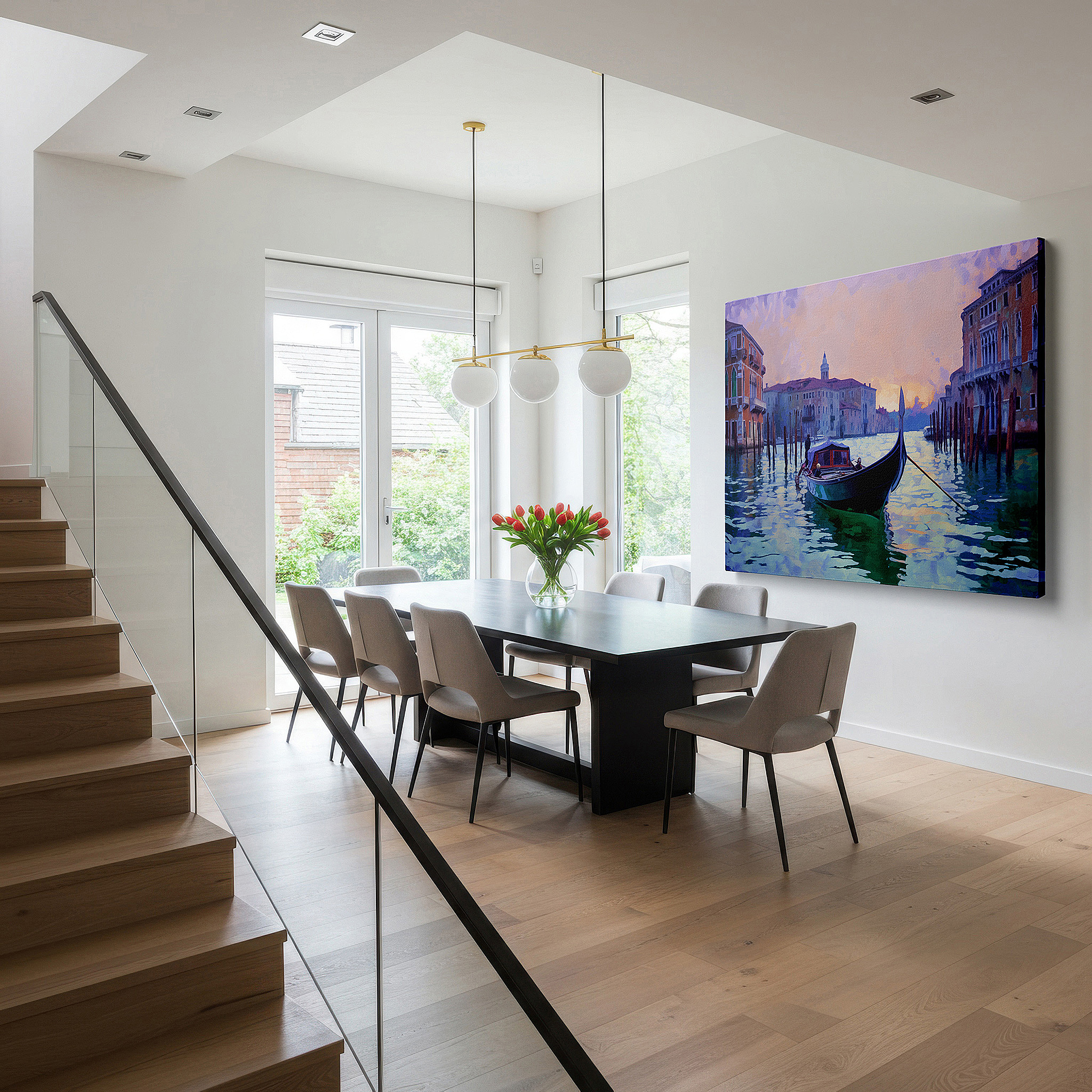 Available in 30×20 cm — a subtle addition to small personal spaces — venetian sunset and serene gondola ride through historic canals large canvas wall art for office and bedroom decor
