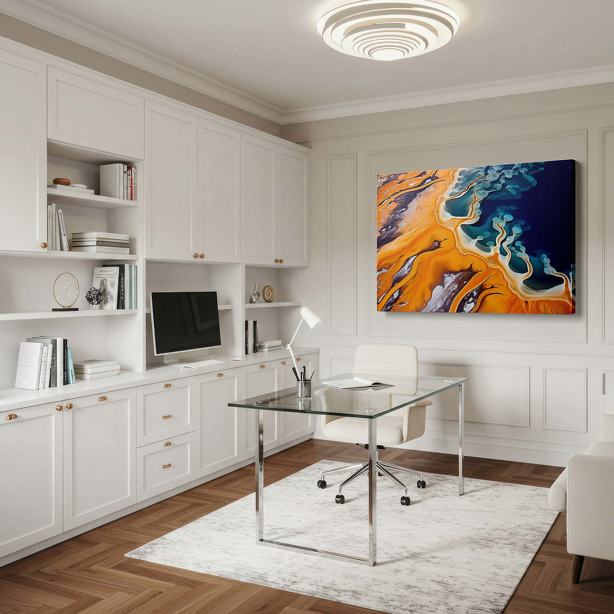 Available in 30×20 cm — a subtle addition to small personal spaces — vibrant aerial symphony of hot springs canvas wall art, celebrating nature's craftsmanship, ideal for office and home decor