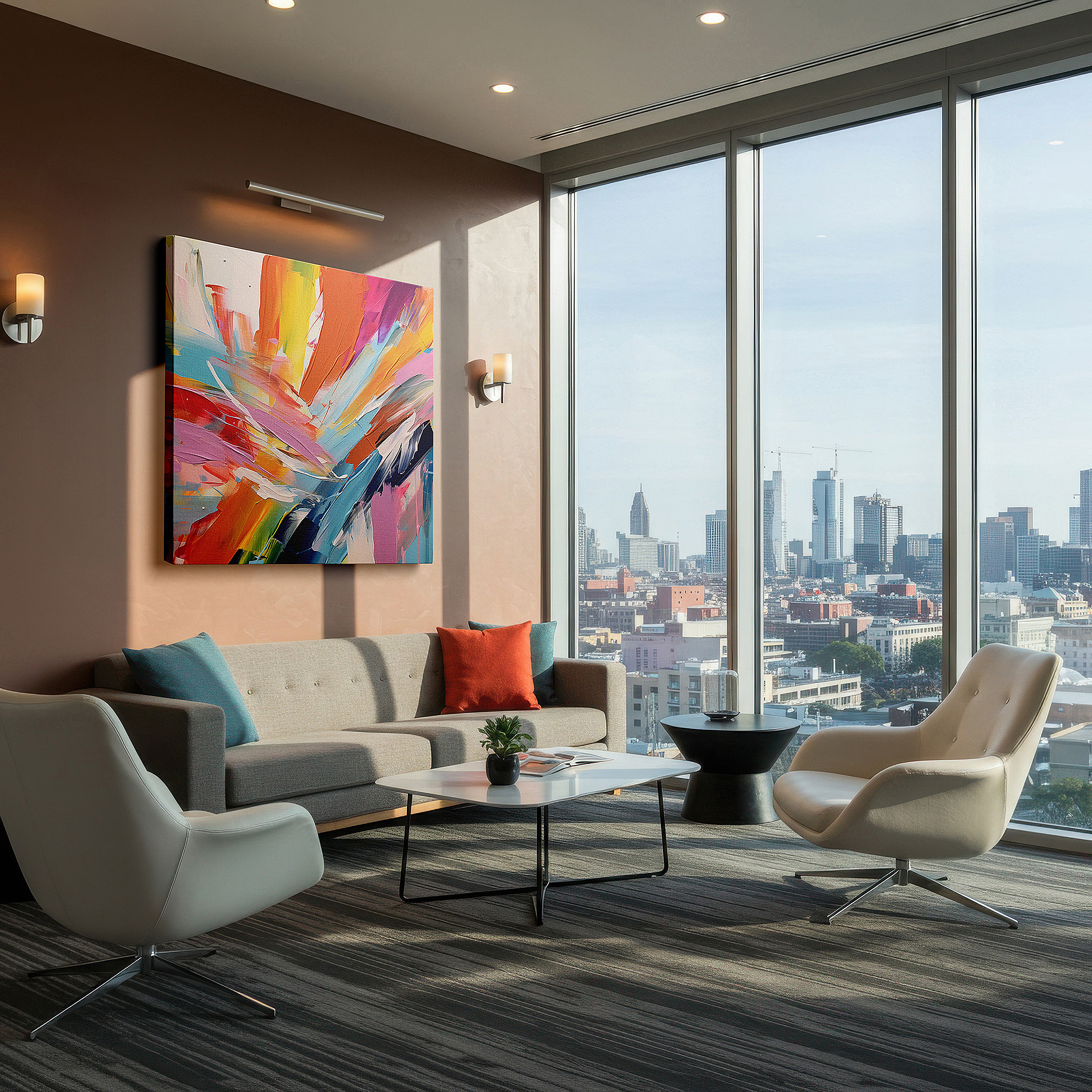 Available in 30×20 cm — a subtle addition to small personal spaces — a vibrant symphony of colors: abstract expression through emotional and visual journeys, featuring large canvas wall art decor