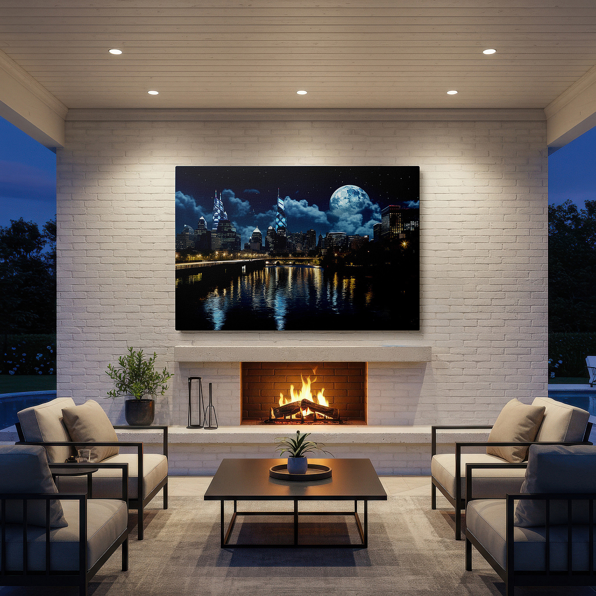 Bold and expansive at 90×60 cm — ideal for making a statement above large furniture — city skyline at night - urban splendor and nature's serenity large wall art, canvas wall art, wall decor for office, bedroom, and living room