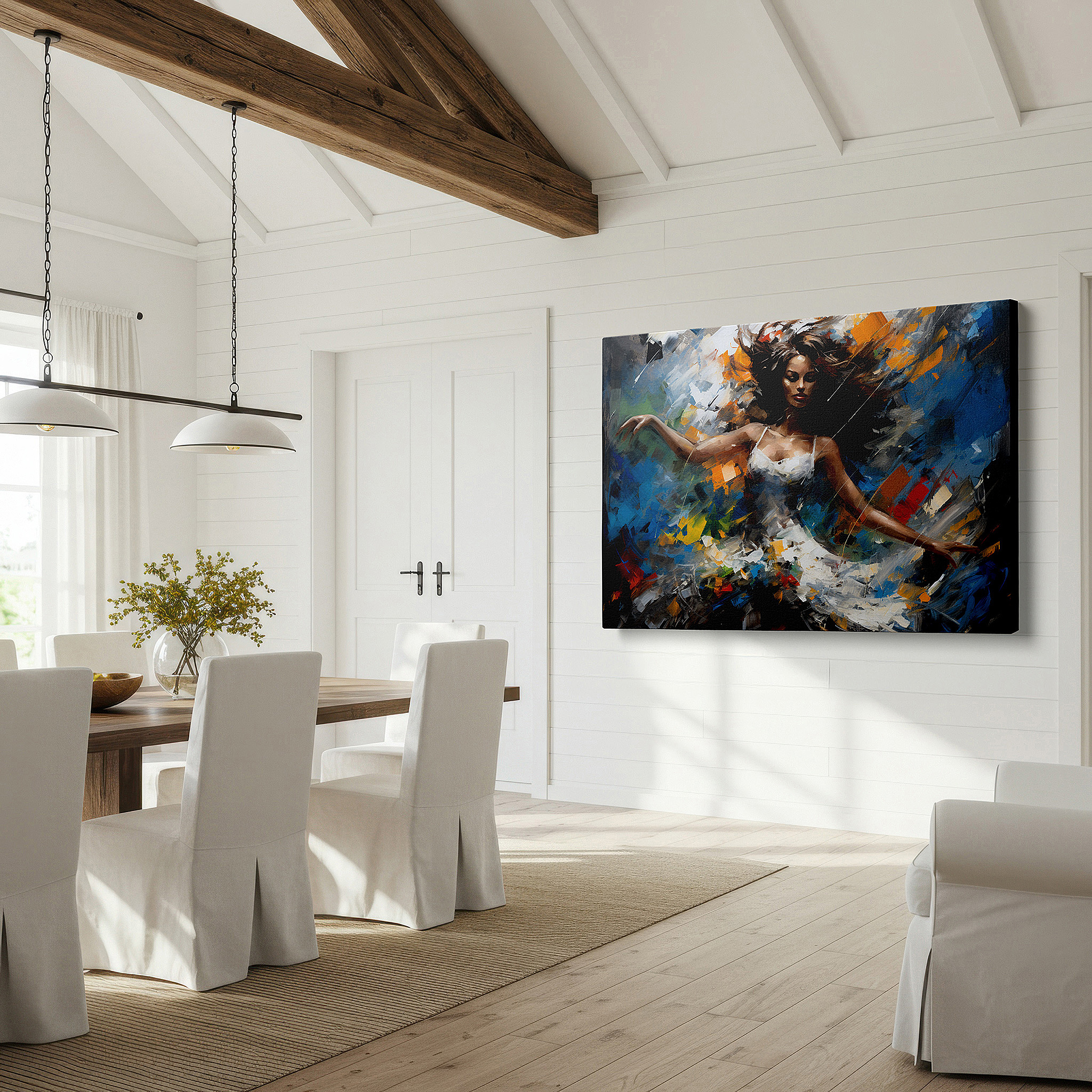 Bold and expansive at 90×60 cm — ideal for making a statement above large furniture — elegant dancer in motion: a vibrant tribute to artistic liberty and emotional expression - large wall art, canvas wall art, wall decor for office