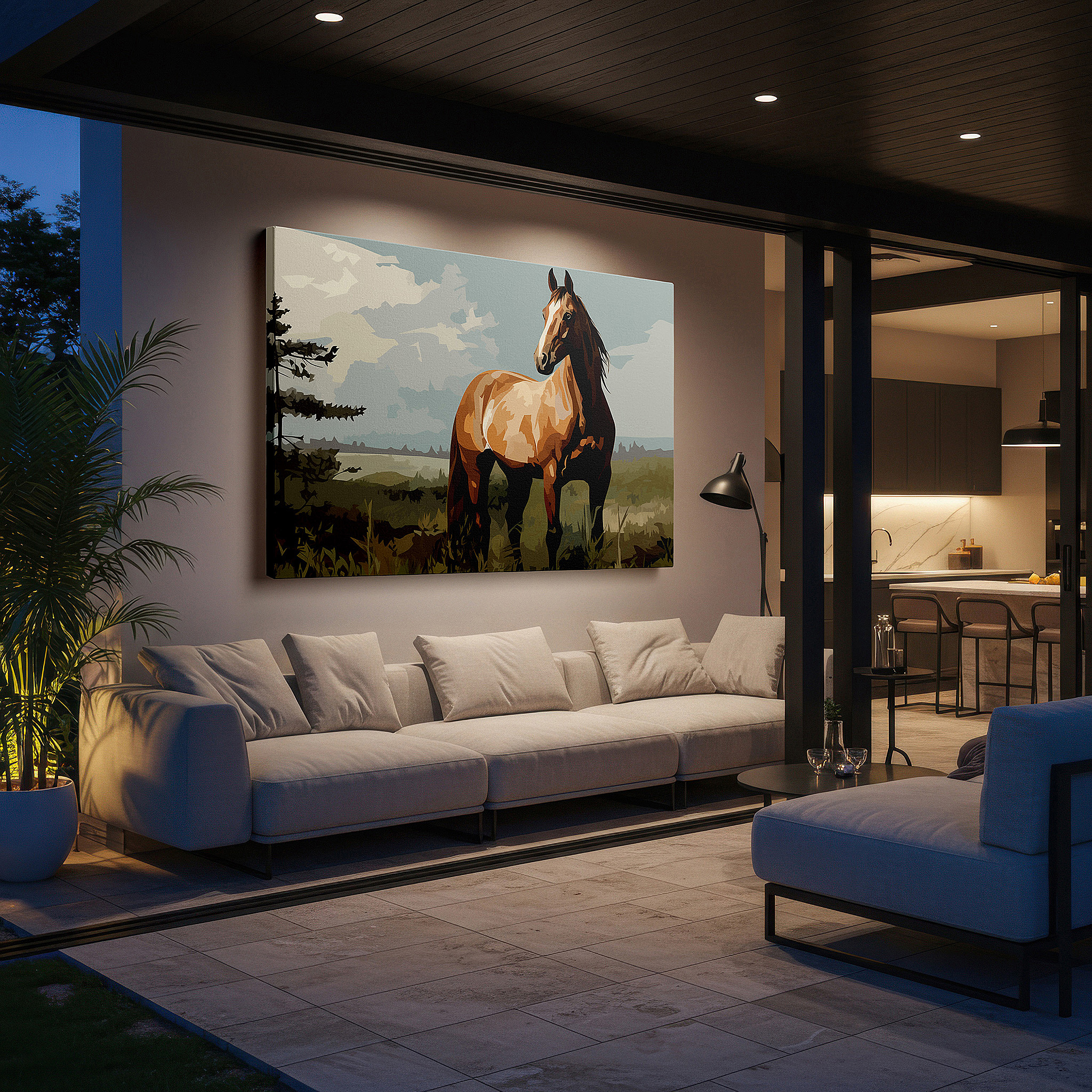Bold and expansive at 90×60 cm — ideal for making a statement above large furniture — elegant horse in natural beauty, equine elegance and peaceful scenery large wall art, canvas wall art, wall decor, office wall art