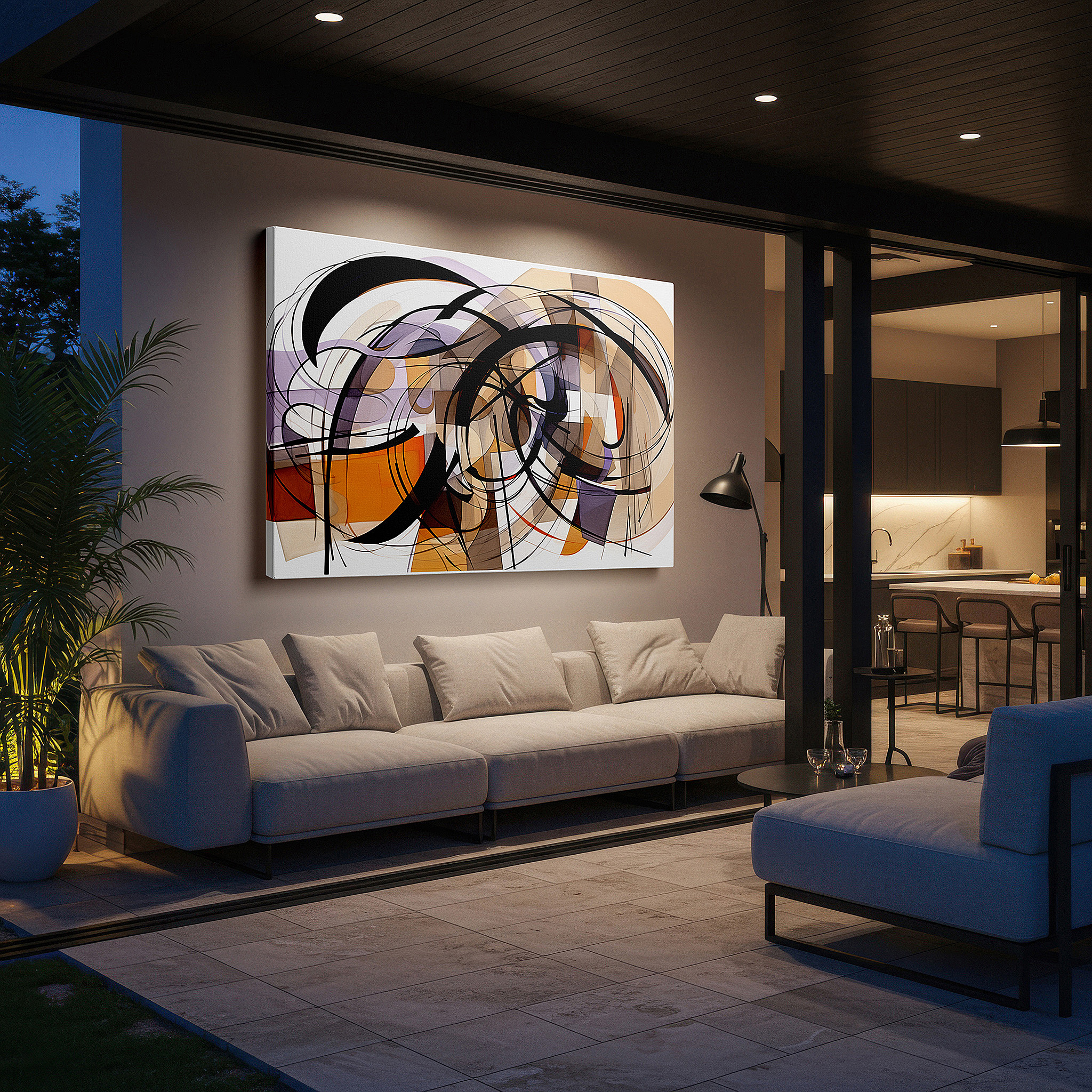 Bold and expansive at 90×60 cm — ideal for making a statement above large furniture — elegant large wall art featuring warm colors and emotional depth, perfect for sophisticated spaces, including offices and bedrooms
