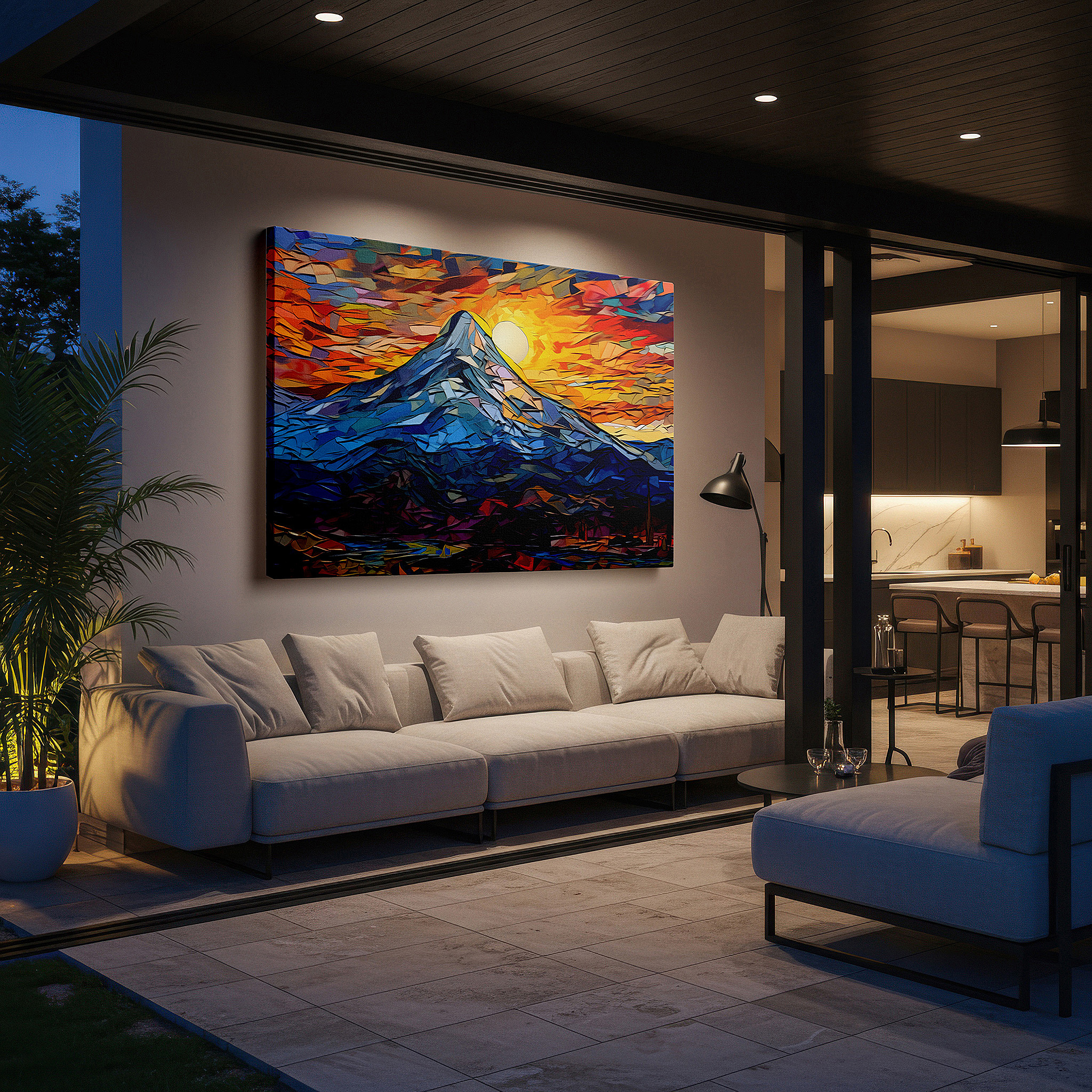 Bold and expansive at 90×60 cm — ideal for making a statement above large furniture — mountain sunset panorama, nature's splendor and serenity large wall art, canvas wall decor for office and bedroom