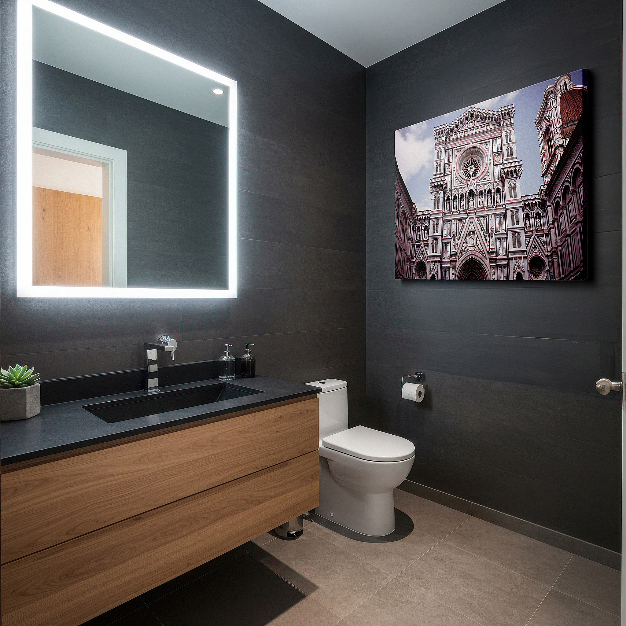 Bold and expansive at 90×60 cm — ideal for making a statement above large furniture — renaissance-inspired wall art: florence cathedral facade large canvas, ideal for office and bedroom decor