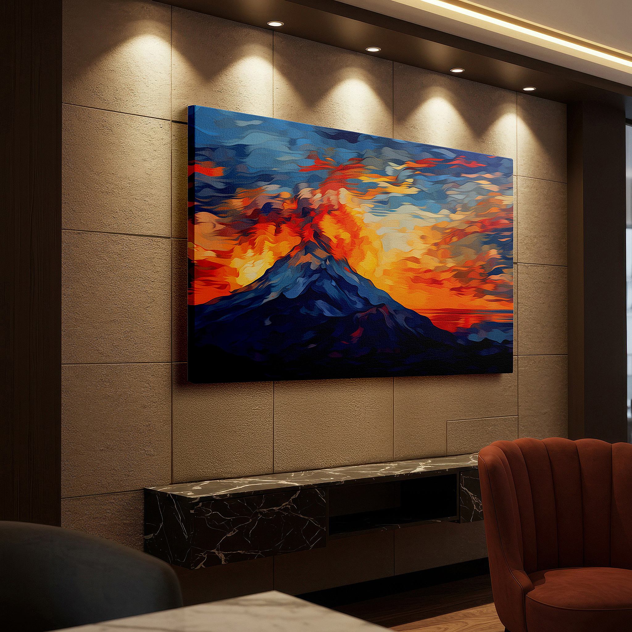 Bold and expansive at 90×60 cm — ideal for making a statement above large furniture — volcanic fury unleashed: a stunning exhibition of nature's force and elegance - large wall art, canvas wall art, wall decor for office and bedroom