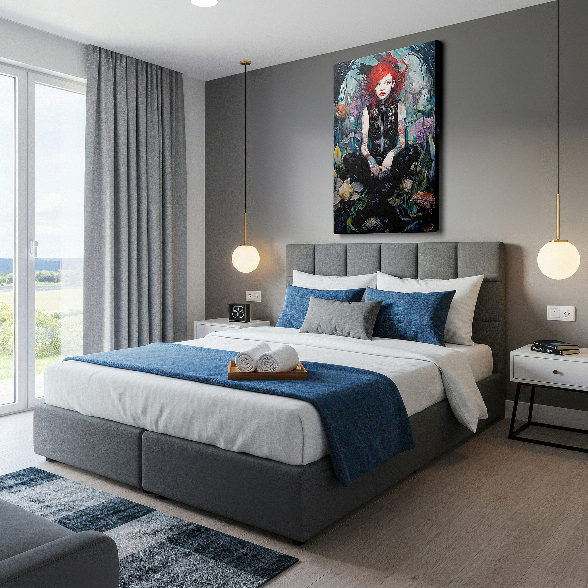 Bold and expansive at 90×60 cm — ideal for making a statement above large furniture — wall art: "serene strength in nature's embrace" - a vivid display of individuality and harmony. large canvas wall art for home and office decor.
