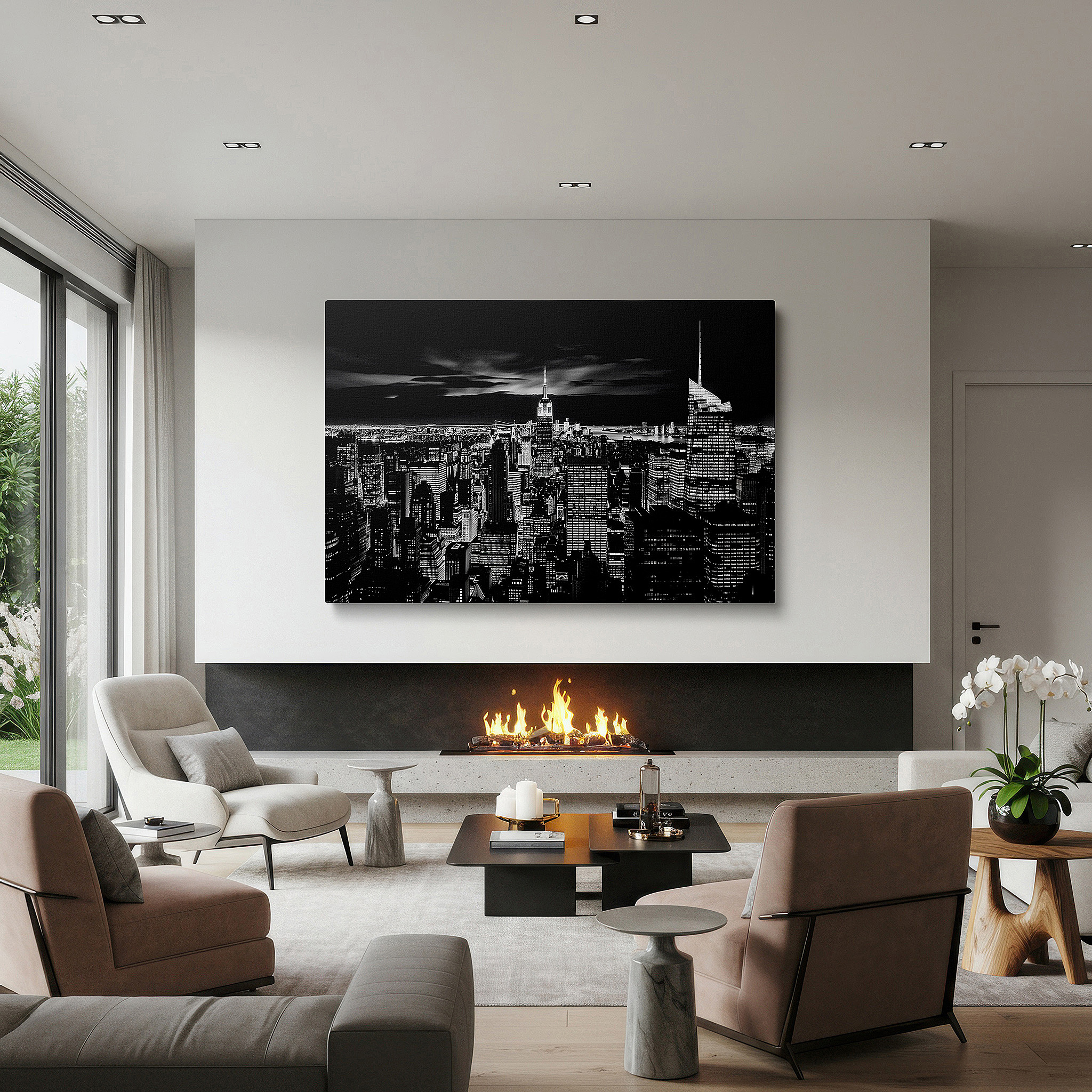 Installation made easy with a centered hook and clean wire mount — wall art: experience the timeless elegance of new york's night skyline with the iconic empire state building - large canvas wall art perfect for office decor