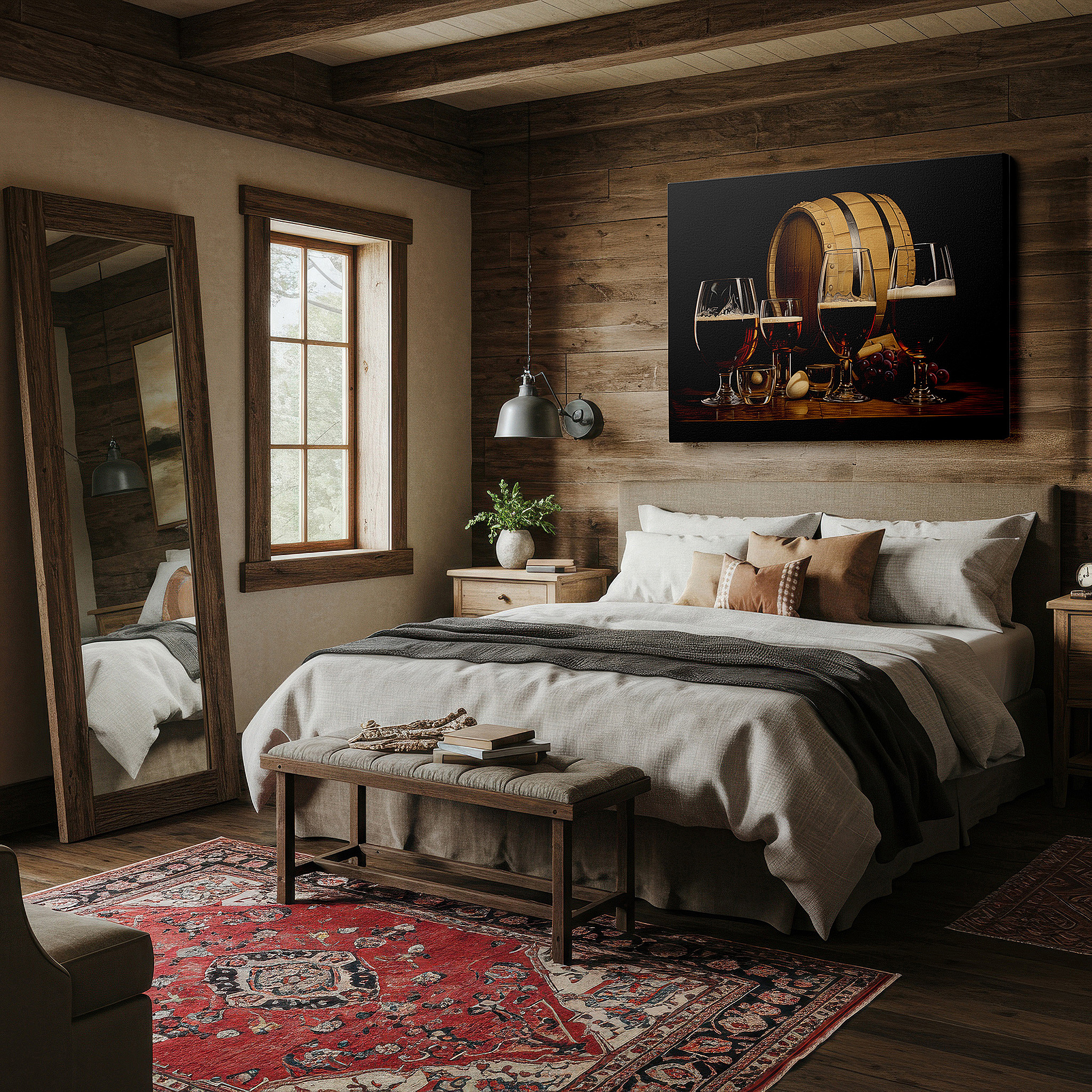 Mounted in a loft-style interior with exposed brick walls — enjoying exquisite drinks and cozy times with rustic elegance and crafted details - large wall art, canvas wall art, wall decor, office wall art