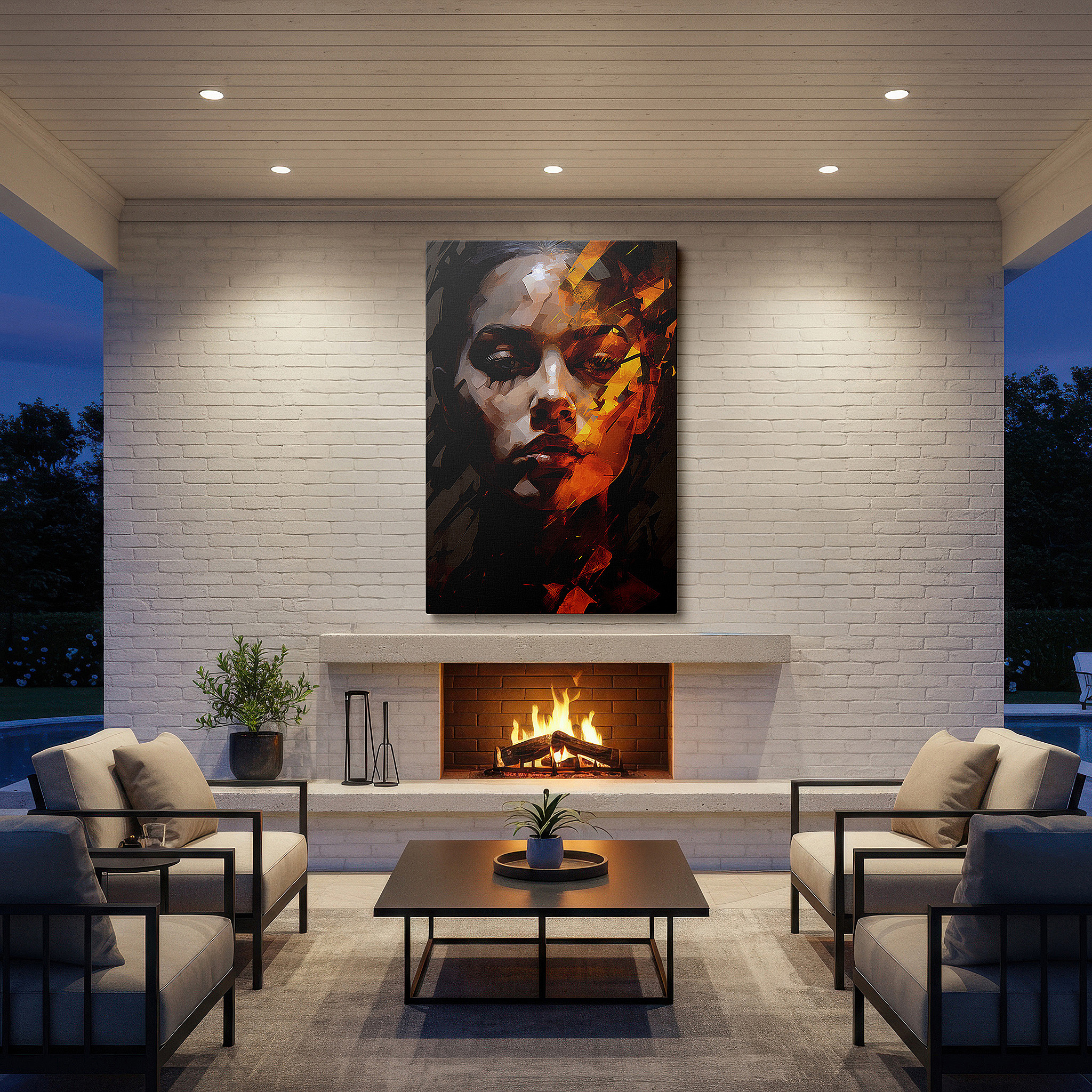 Perfectly sized at 45×30 cm for accenting shelves or narrow walls — abstract fiery spirit - a bold display of passion and resilience, large canvas wall art for home and office decor