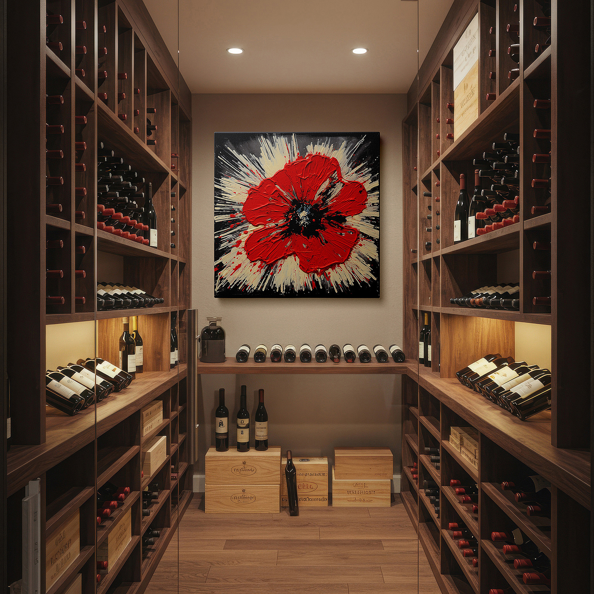 Perfectly sized at 45×30 cm for accenting shelves or narrow walls — colorful abstract poppy explosion, large canvas wall art, vibrant office and bedroom decor