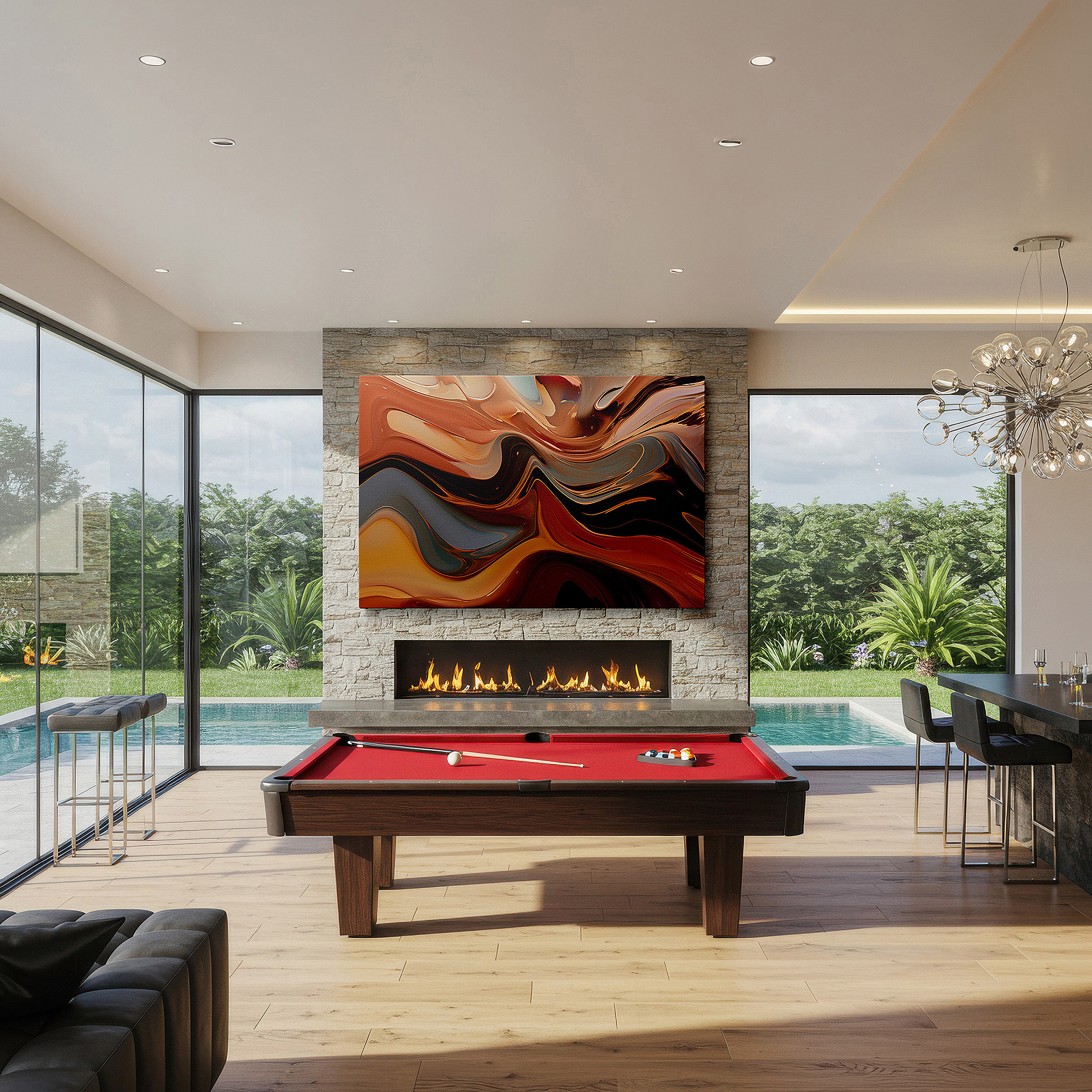 Perfectly sized at 45×30 cm for accenting shelves or narrow walls — dynamic waves and earthy tones embody movement in this abstract masterpiece: large wall art, canvas wall art, wall decor for offices