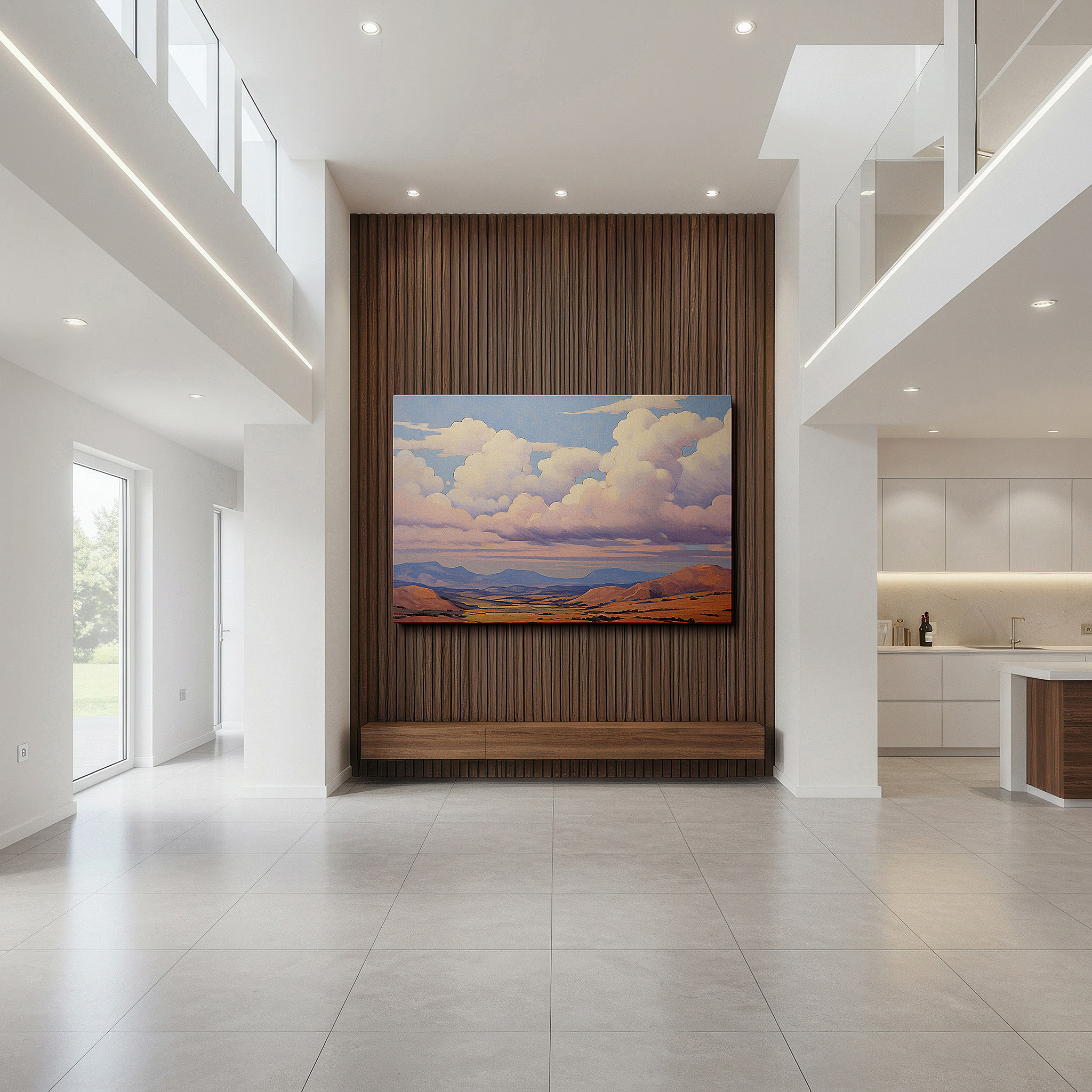 Perfectly sized at 45×30 cm for accenting shelves or narrow walls — ethereal clouds and gentle mountains tranquil landscape large wall art, canvas wall art, wall art decor for office, bedroom, and living spaces