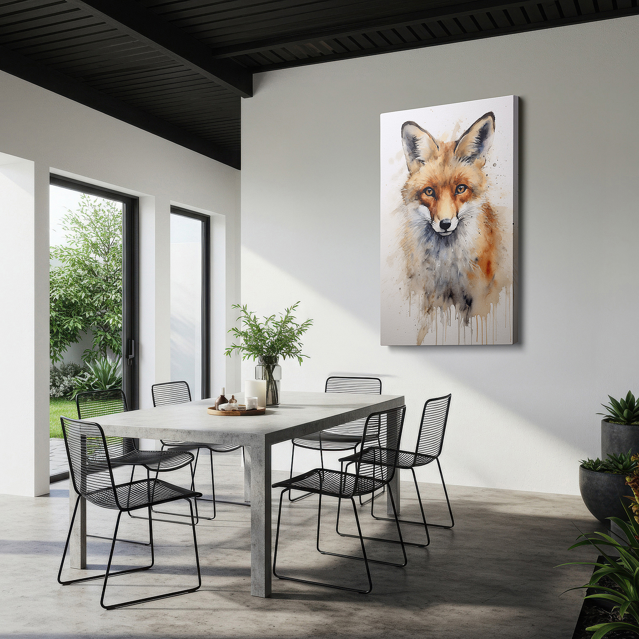 Perfectly sized at 45×30 cm for accenting shelves or narrow walls — fiery-hued majestic fox: a vivid watercolor masterpiece with an engaging gaze, large wall art, canvas wall art, wall art decor, office wall art
