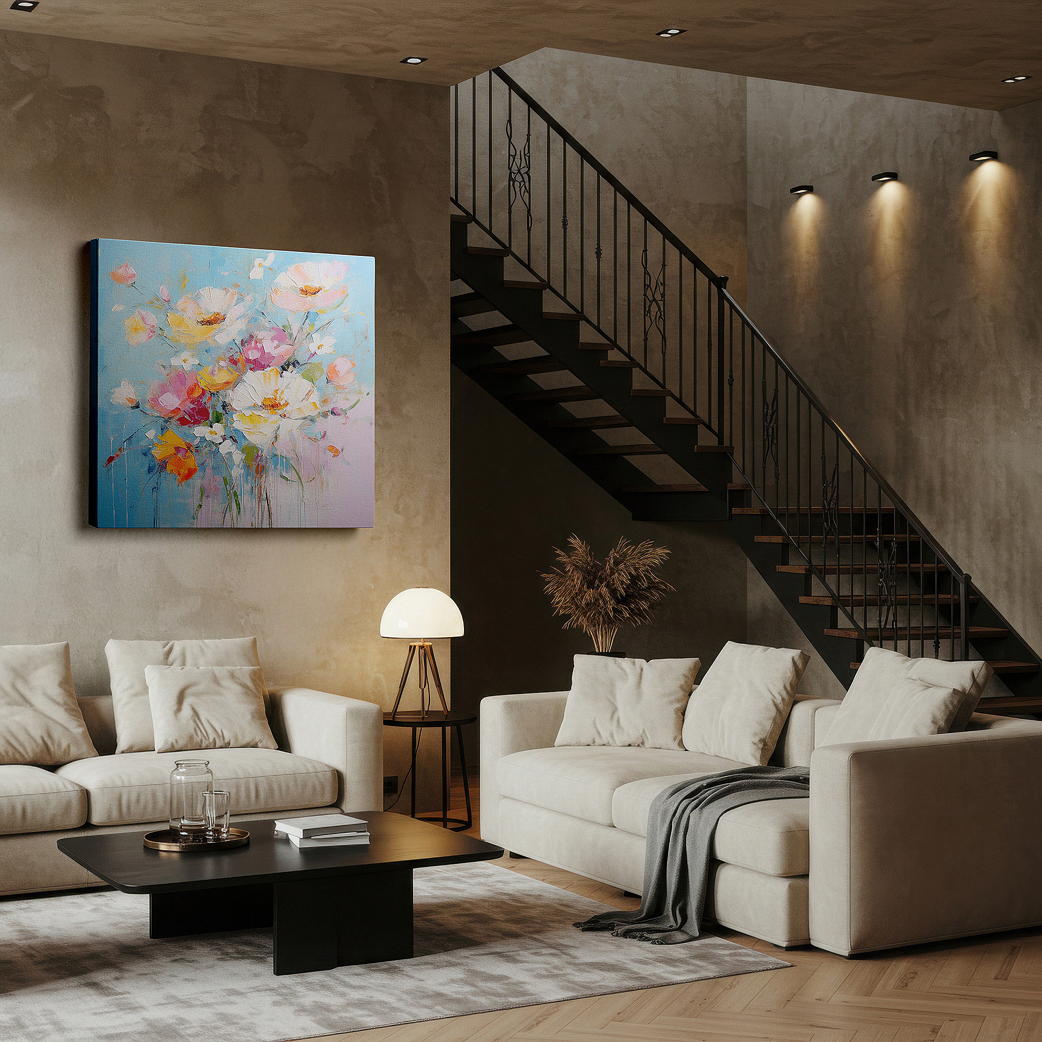 Perfectly sized at 45×30 cm for accenting shelves or narrow walls — soft pastel spring blooms: enchanting floral masterpiece for tranquil spaces - large canvas wall art decor for offices