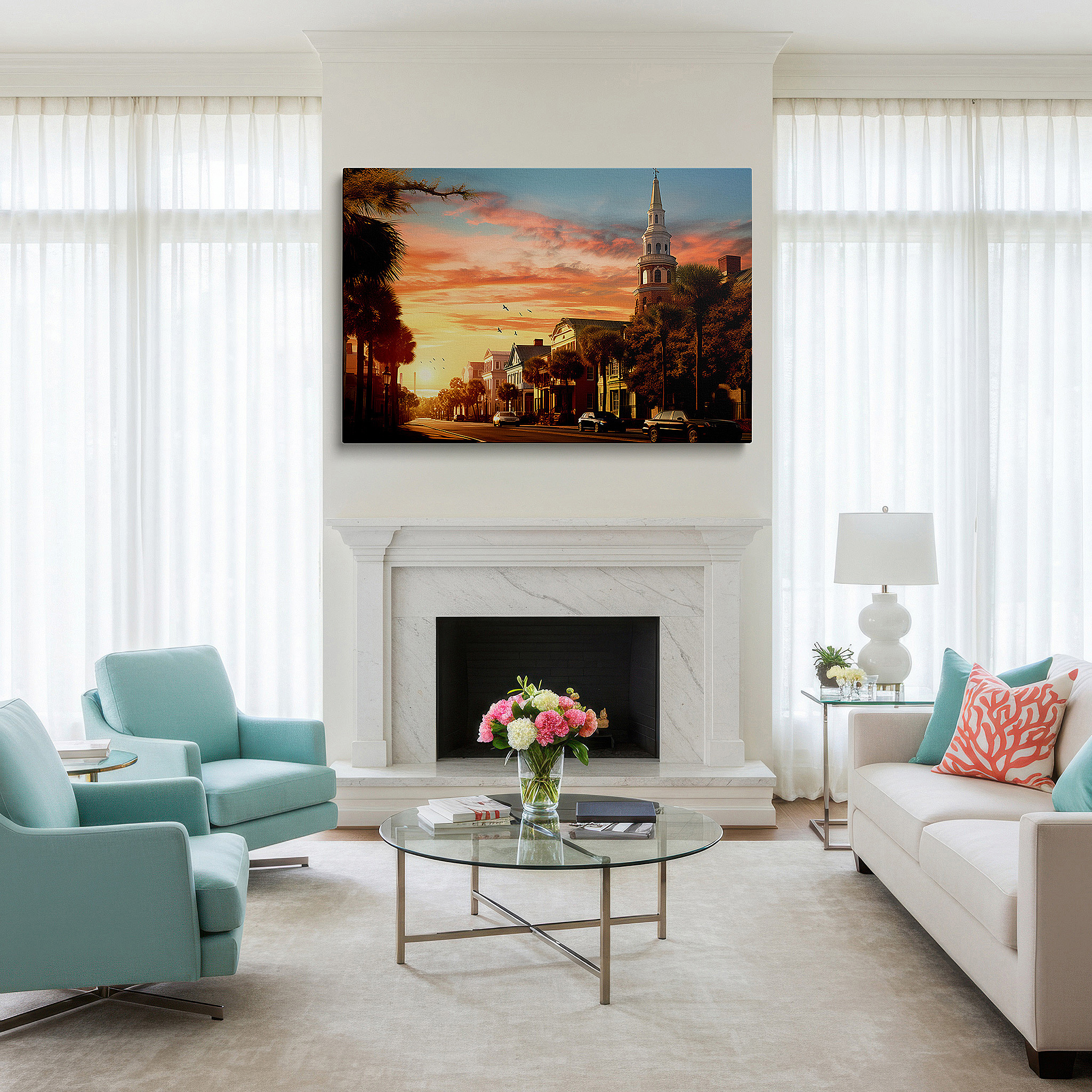 Perfectly sized at 45×30 cm for accenting shelves or narrow walls — sunset serenade on a historic street: where classical architecture and nature's warm embrace meet - large wall art, canvas wall art, wall decor for office