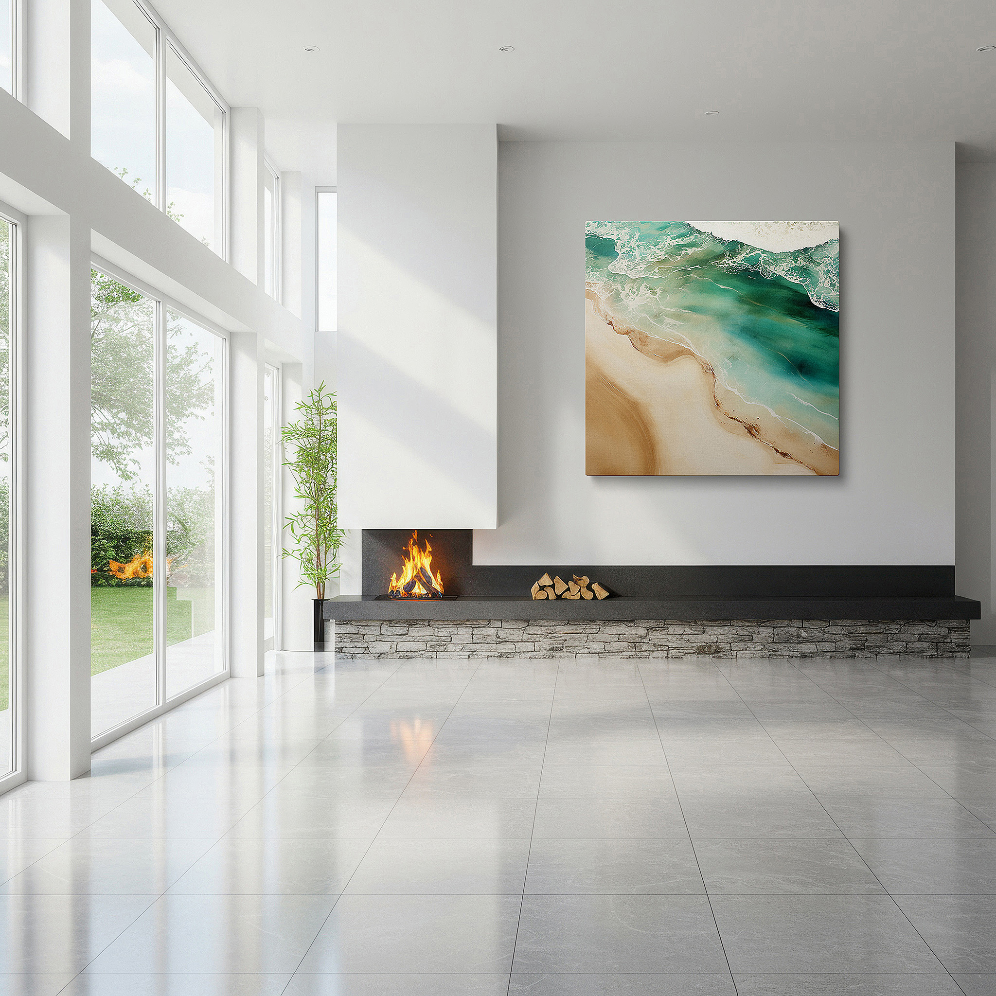 Perfectly sized at 45×30 cm for accenting shelves or narrow walls — tranquil teal waves caress pristine sands in a peaceful coastal retreat - large wall art, canvas wall art, wall decor for office and bedroom