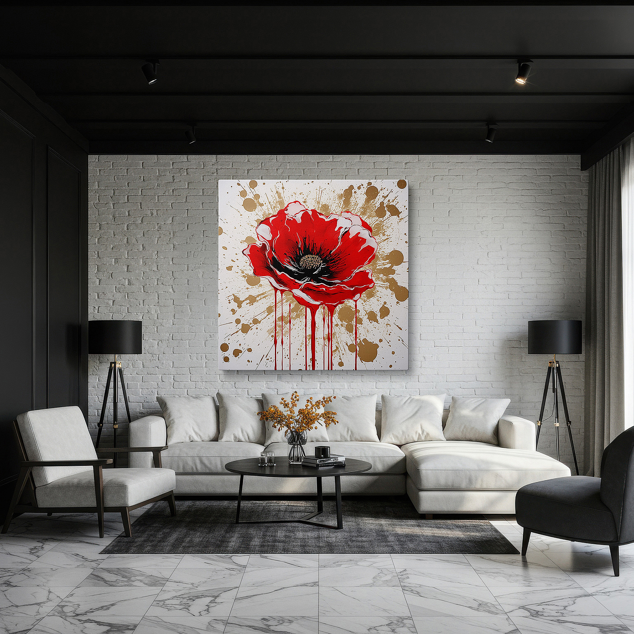 Perfectly sized at 45×30 cm for accenting shelves or narrow walls — vibrant red poppy: celebrating nature's ephemeral beauty with vivid colors and dynamic brushstrokes - large canvas wall art decor