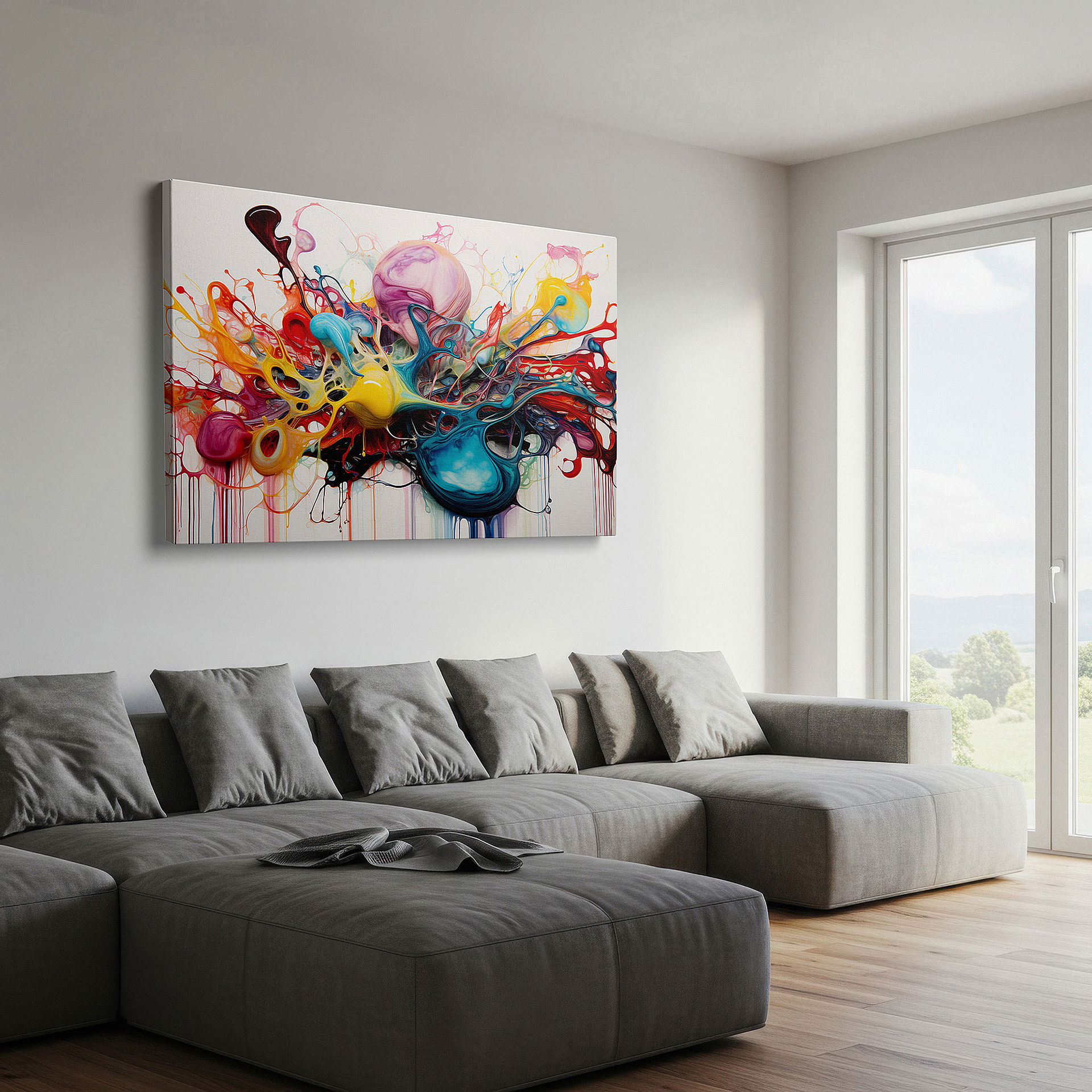 Perfectly sized at 45×30 cm for accenting shelves or narrow walls — wall art: a captivating journey through color and shape