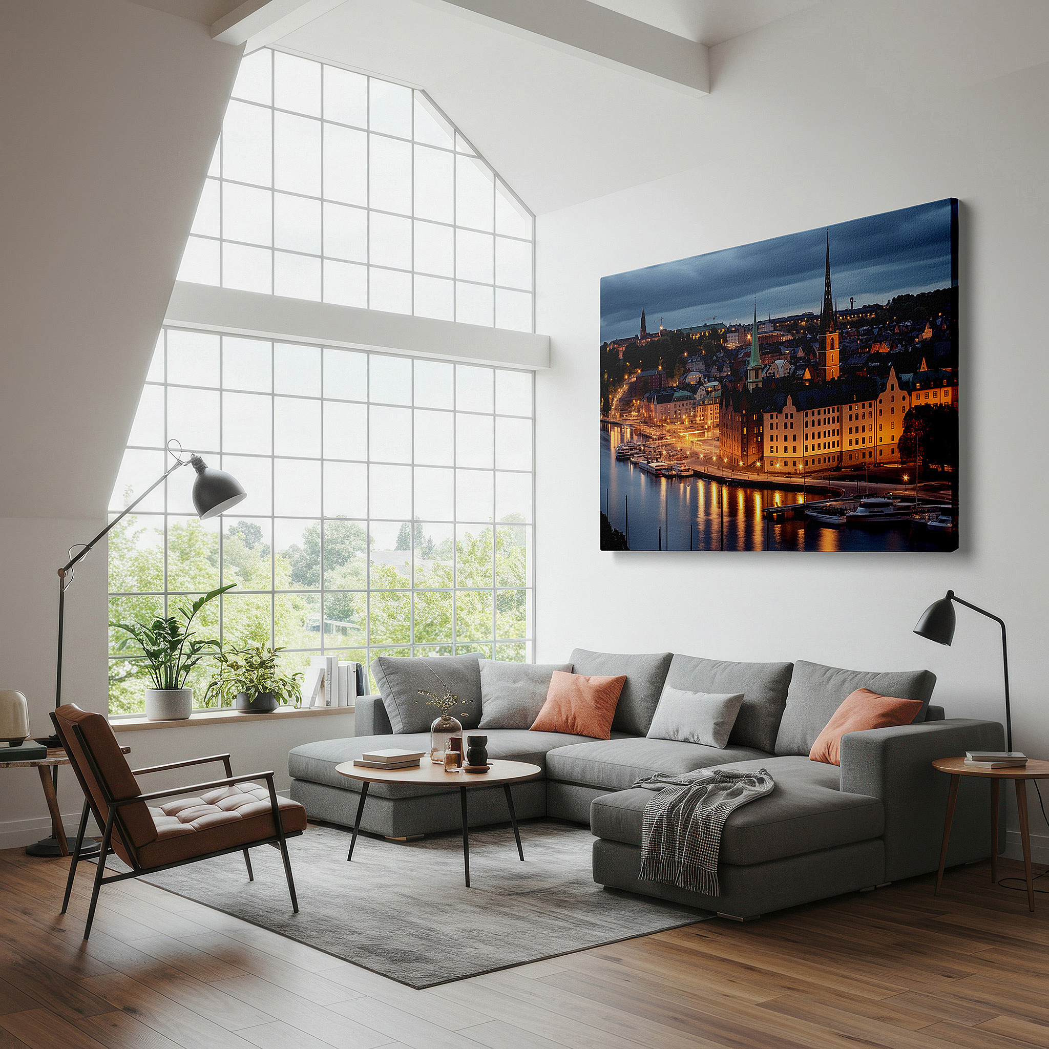Perfectly sized at 45×30 cm for accenting shelves or narrow walls — wall art: captivating night in stockholm - blending historical charm with contemporary energy, large canvas wall art, decorative wall art for office