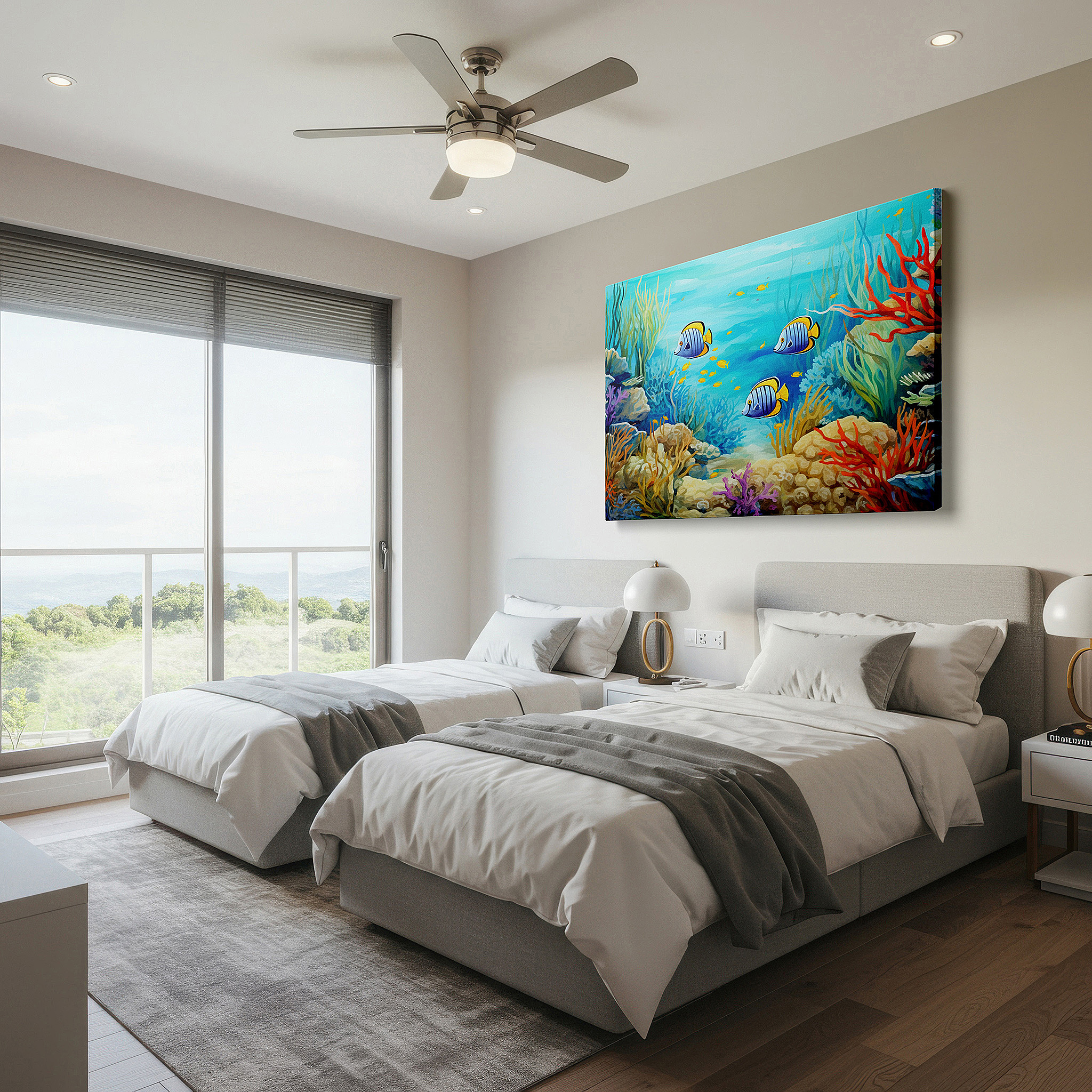Side profile highlights a tightly wrapped canvas over a 3 cm deep stretcher — aquatic wonders wall art: explore an enchanted underwater realm with large canvas prints for home and office decor
