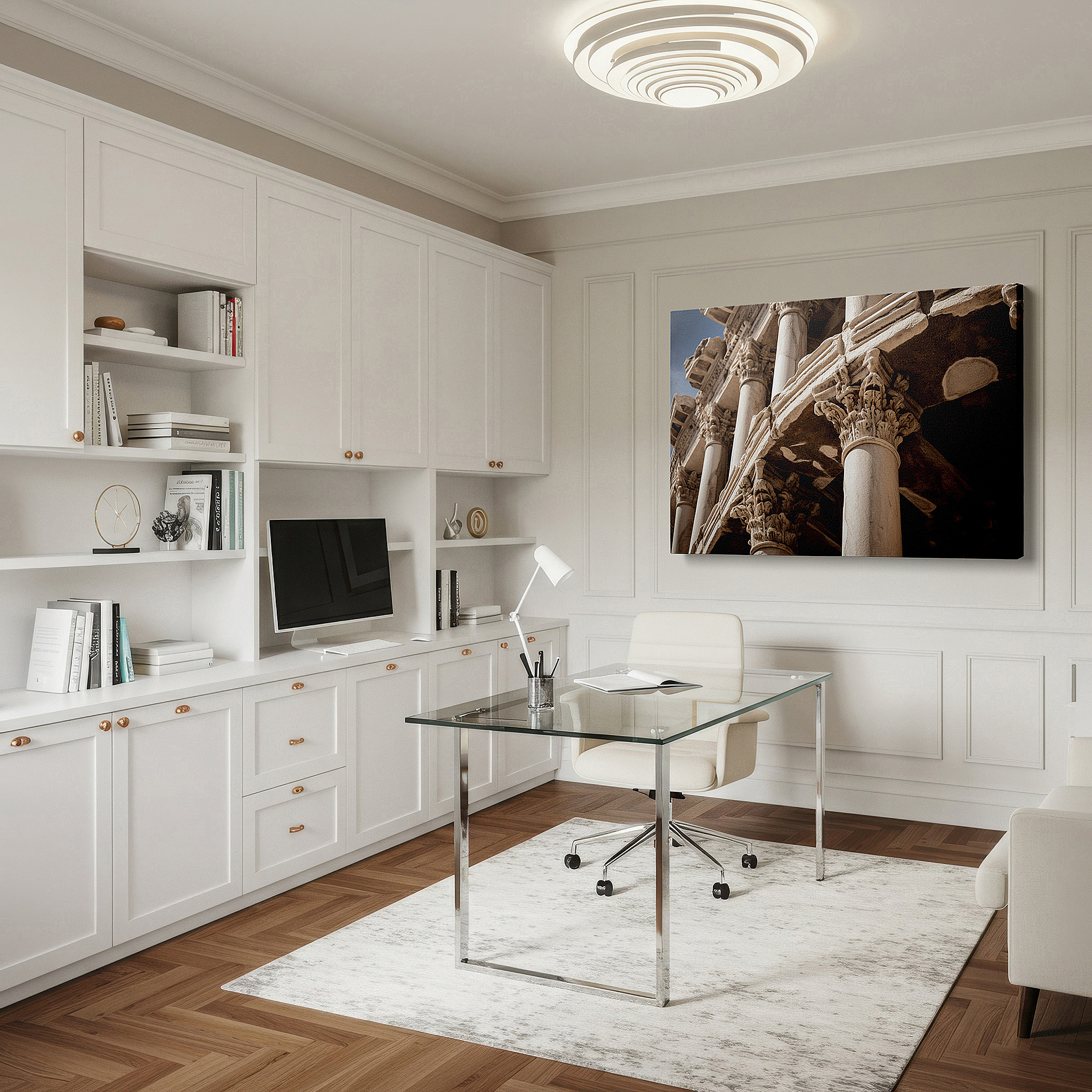 Side profile highlights a tightly wrapped canvas over a 3 cm deep stretcher — roman columns: emblems of architectural splendor and artistic excellence - large wall art, canvas wall art, wall decor for offices and bedrooms
