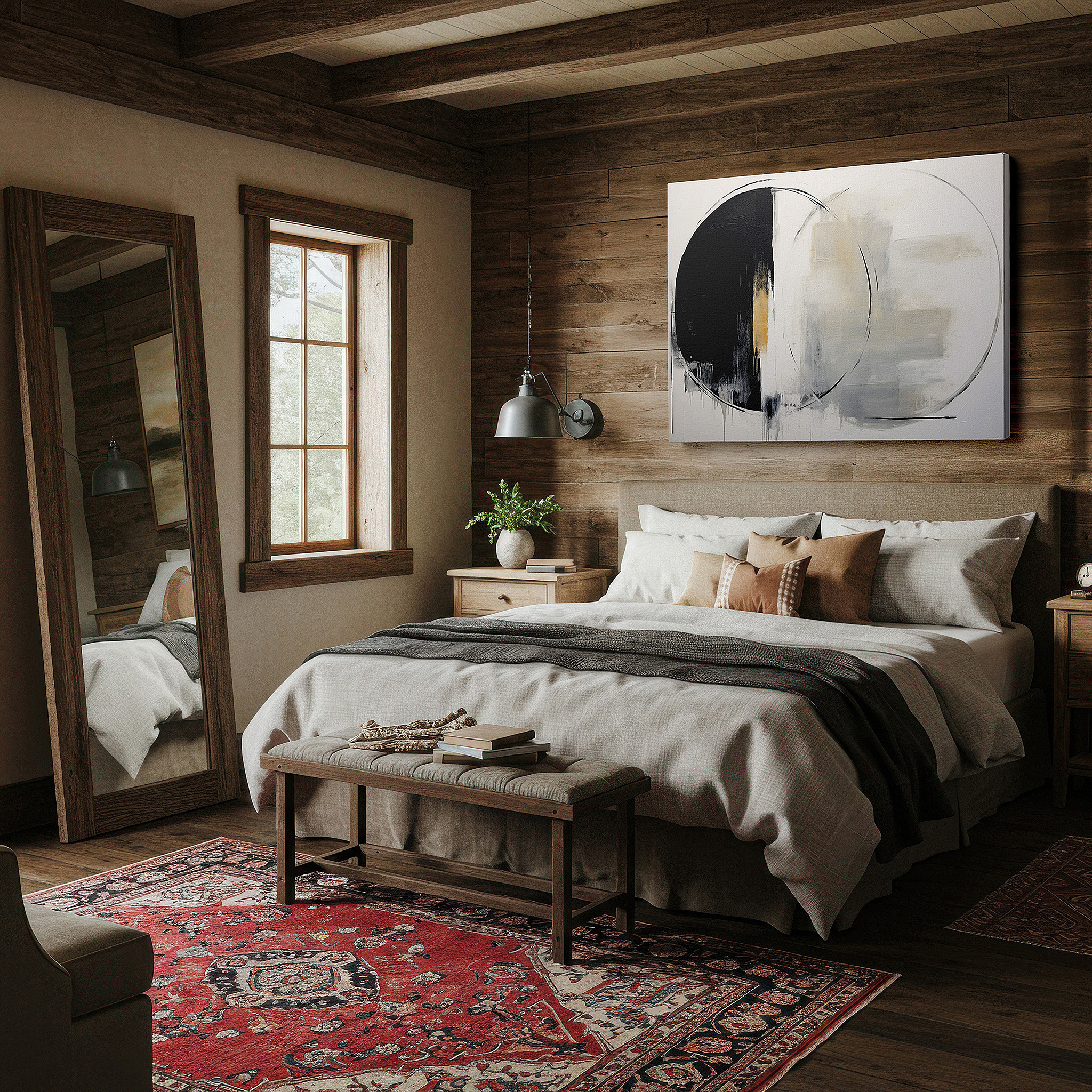 At 60×40 cm, this format fits effortlessly over dressers or benches — harmonious minimalism: large wall art featuring perfect circles and subtle shadows, ideal for office, bedroom, and living room decor
