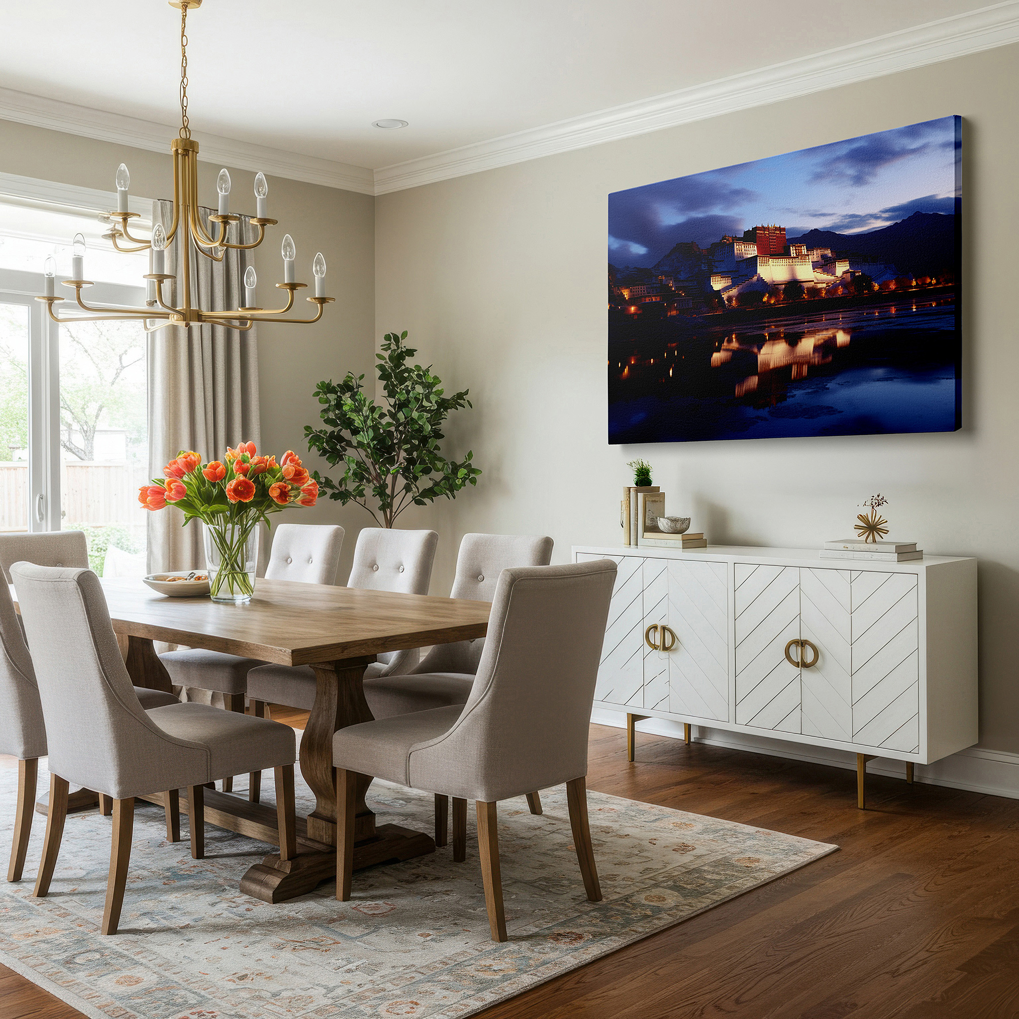 At 60×40 cm, this format fits effortlessly over dressers or benches — twilight embrace of ancient grandeur - mystical blend of history and nature large wall art, canvas wall art, wall decor for office and bedroom