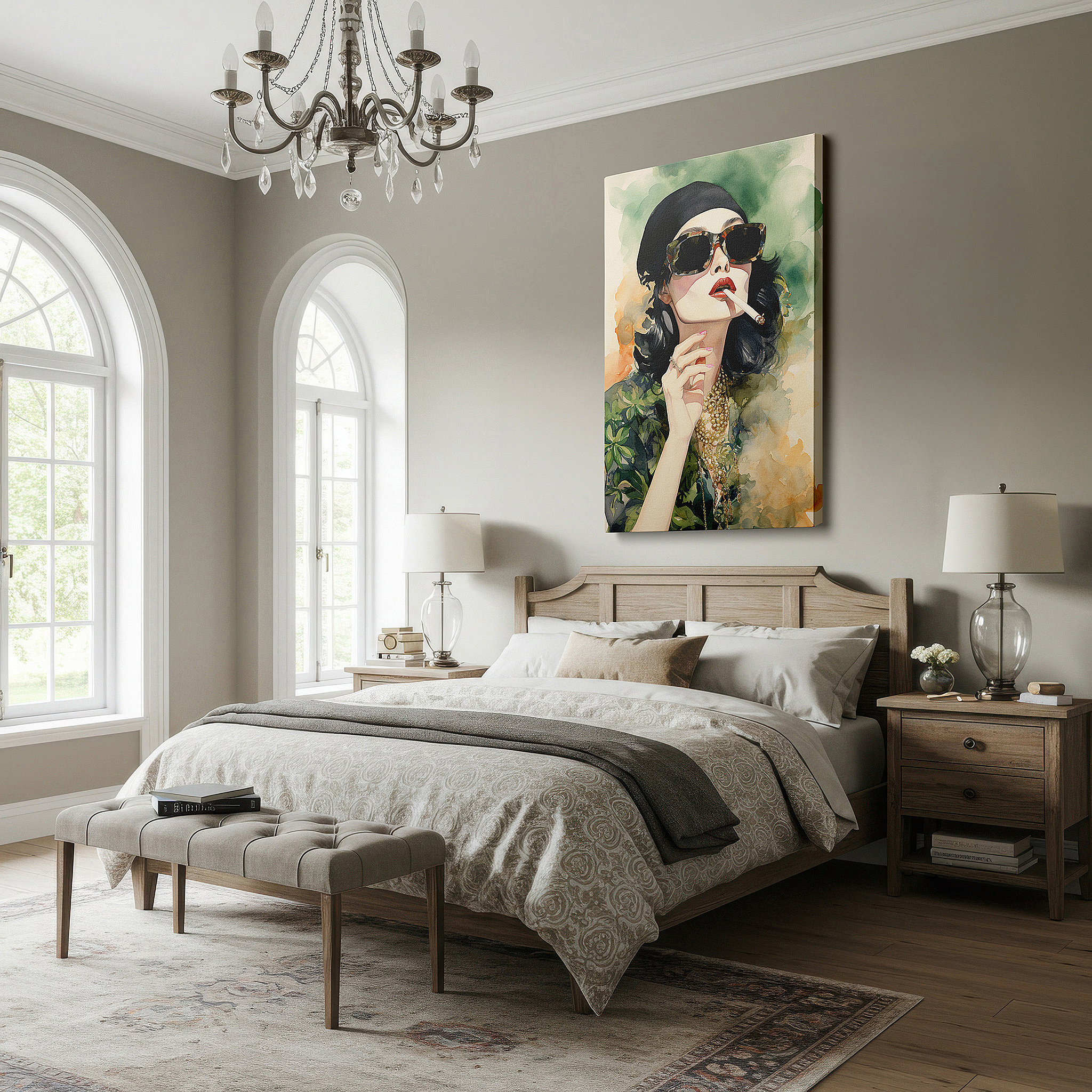 At 60×40 cm, this format fits effortlessly over dressers or benches — wall decor: where timeless elegance and modern femininity combine in a bold display of style and confidence - featuring large canvas art perfect for home or office