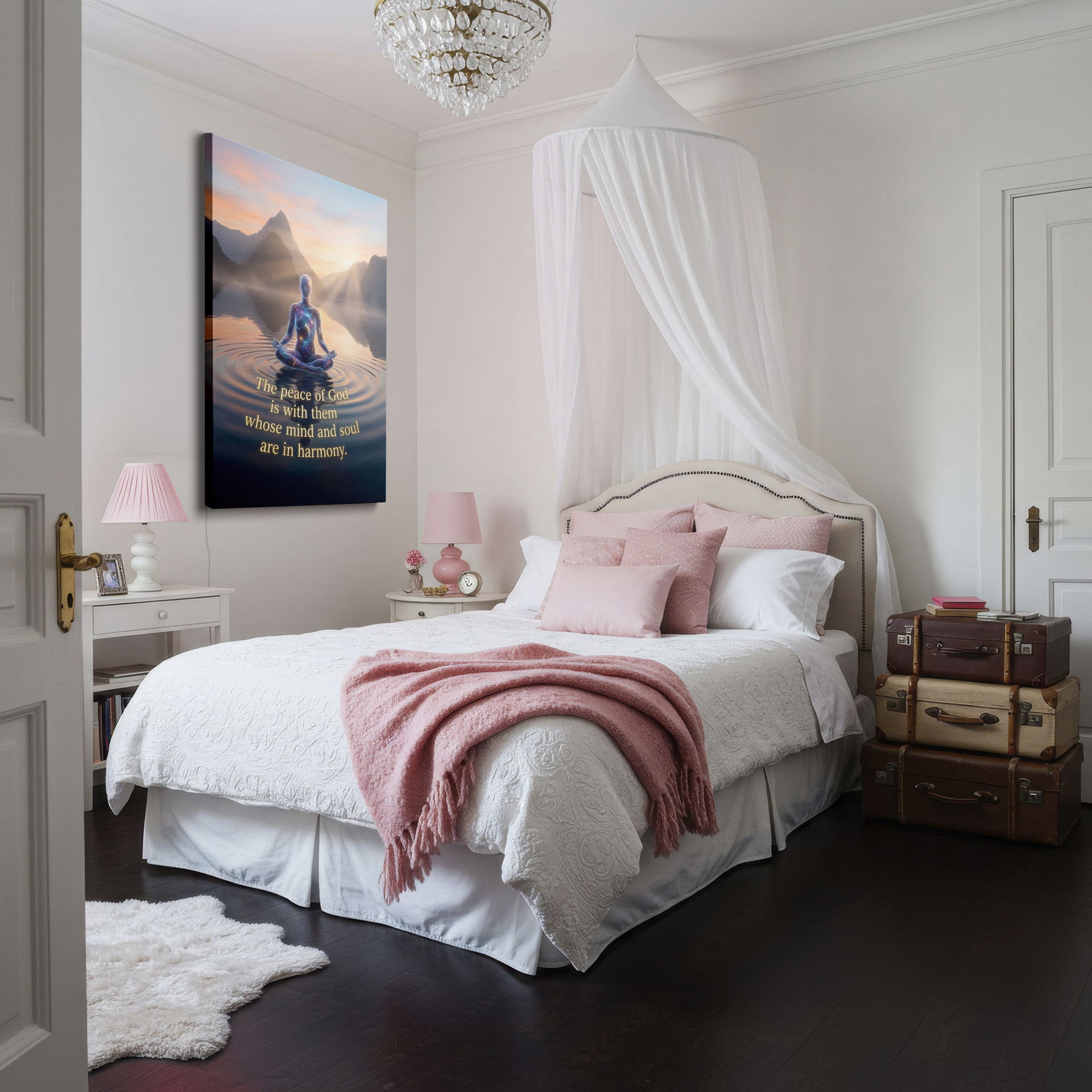 The figure is meditating on water, bringing serenity to your home with this inspirational wall decor.