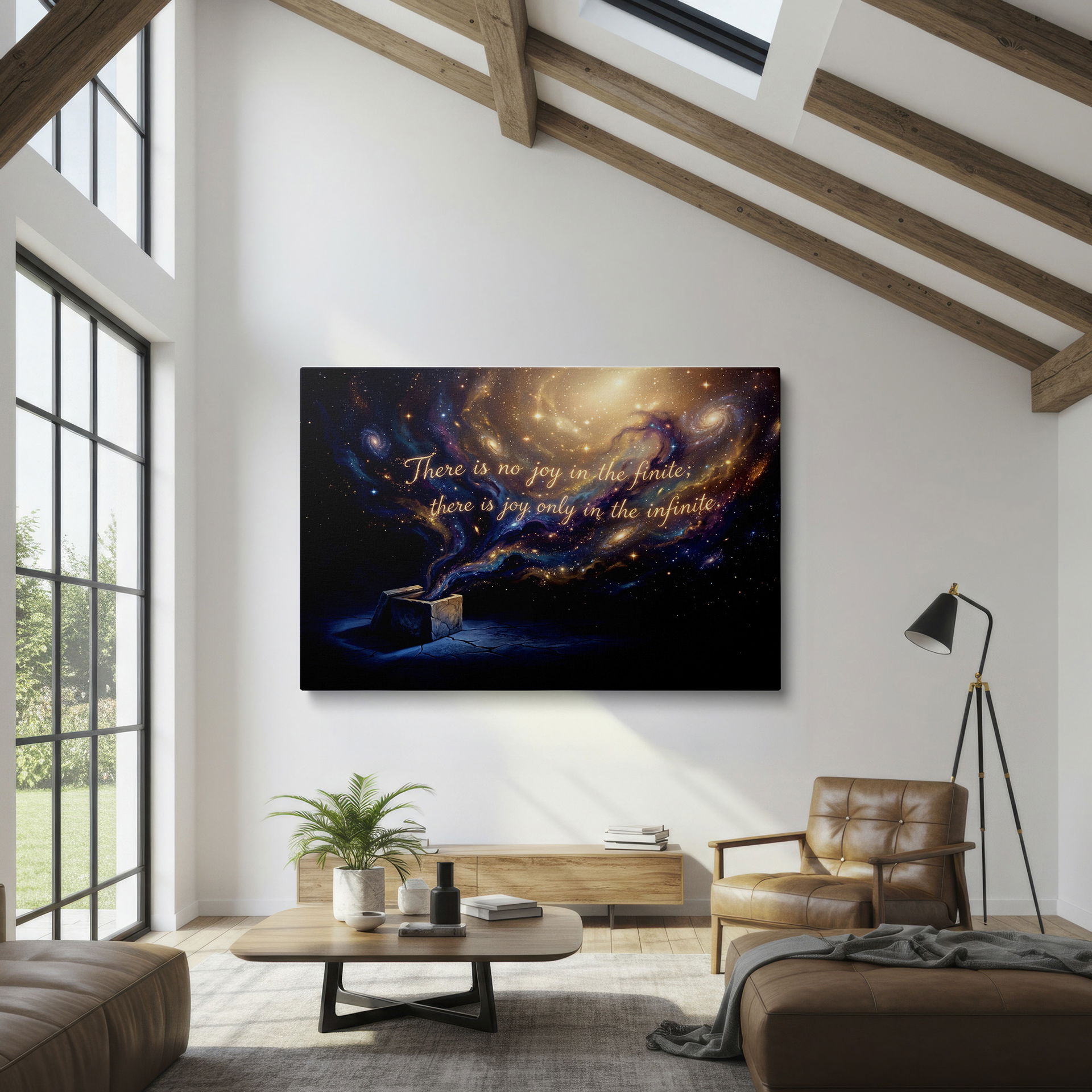 Captivating galaxy design on canvas, a stunning piece of wall decor for any room.