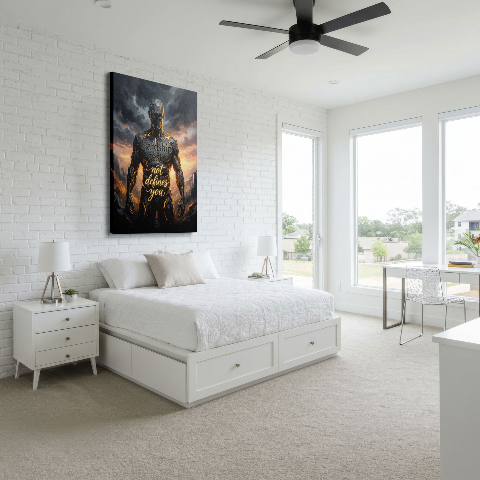 This unique stone figure Wrapped Canvas serves as a daily reminder of strength and resilience.