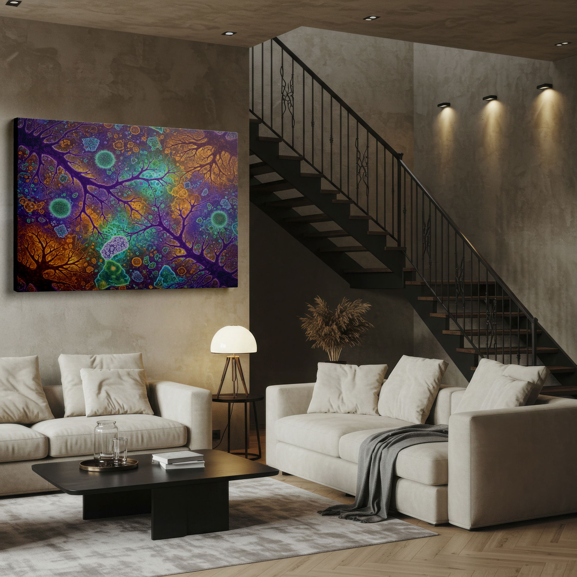 Intricate abstract wall decor showcasing an array of interconnected organic forms.