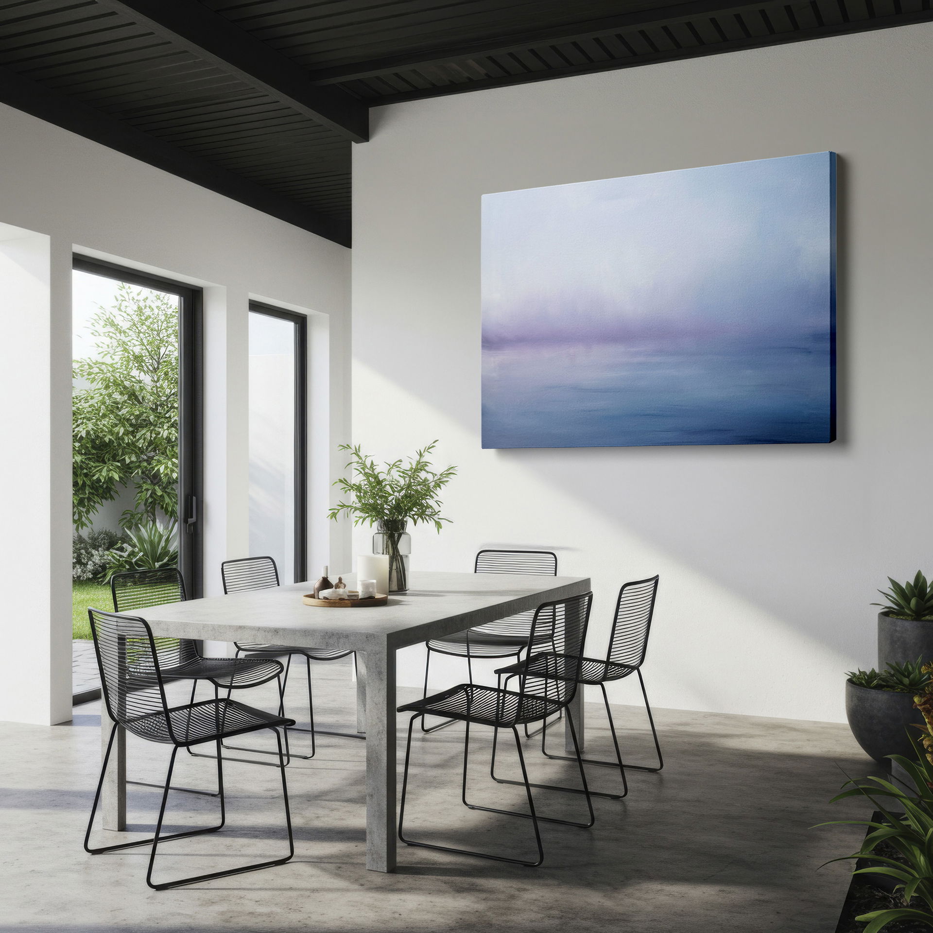 Pastel-colored abstract painting on Wrapped Canvas bringing modern elegance to any room.