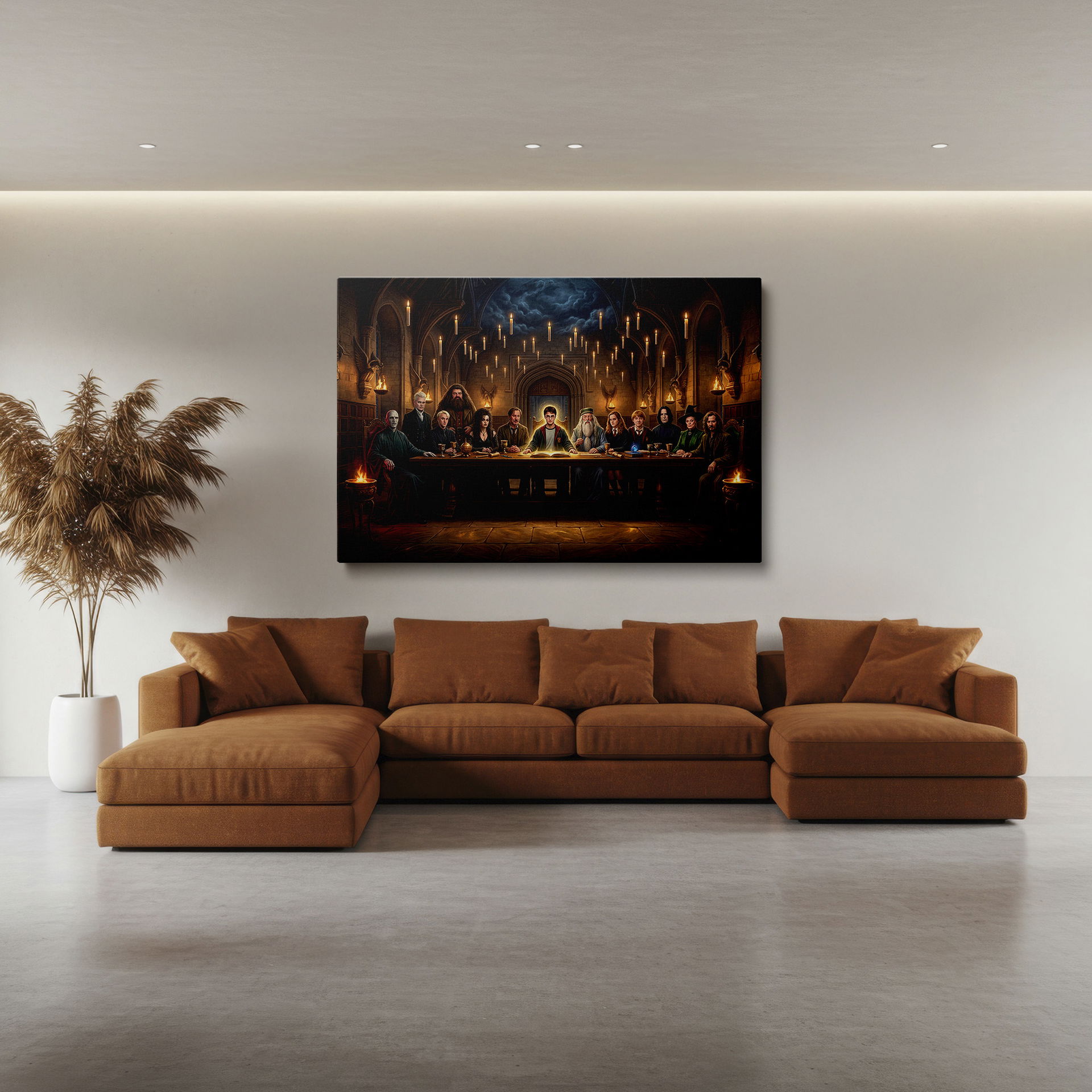 Beautiful wall decor showing 'Harry Potter's Last Supper' with iconic characters.